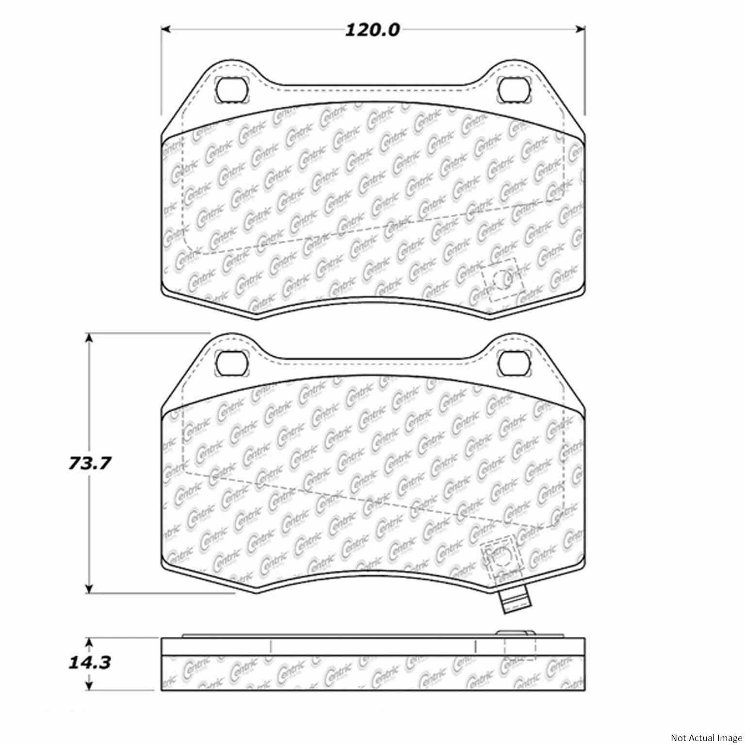 Posi Quiet Semi-Metallic Brake Pads with Hardware  top view frsport 104.09600