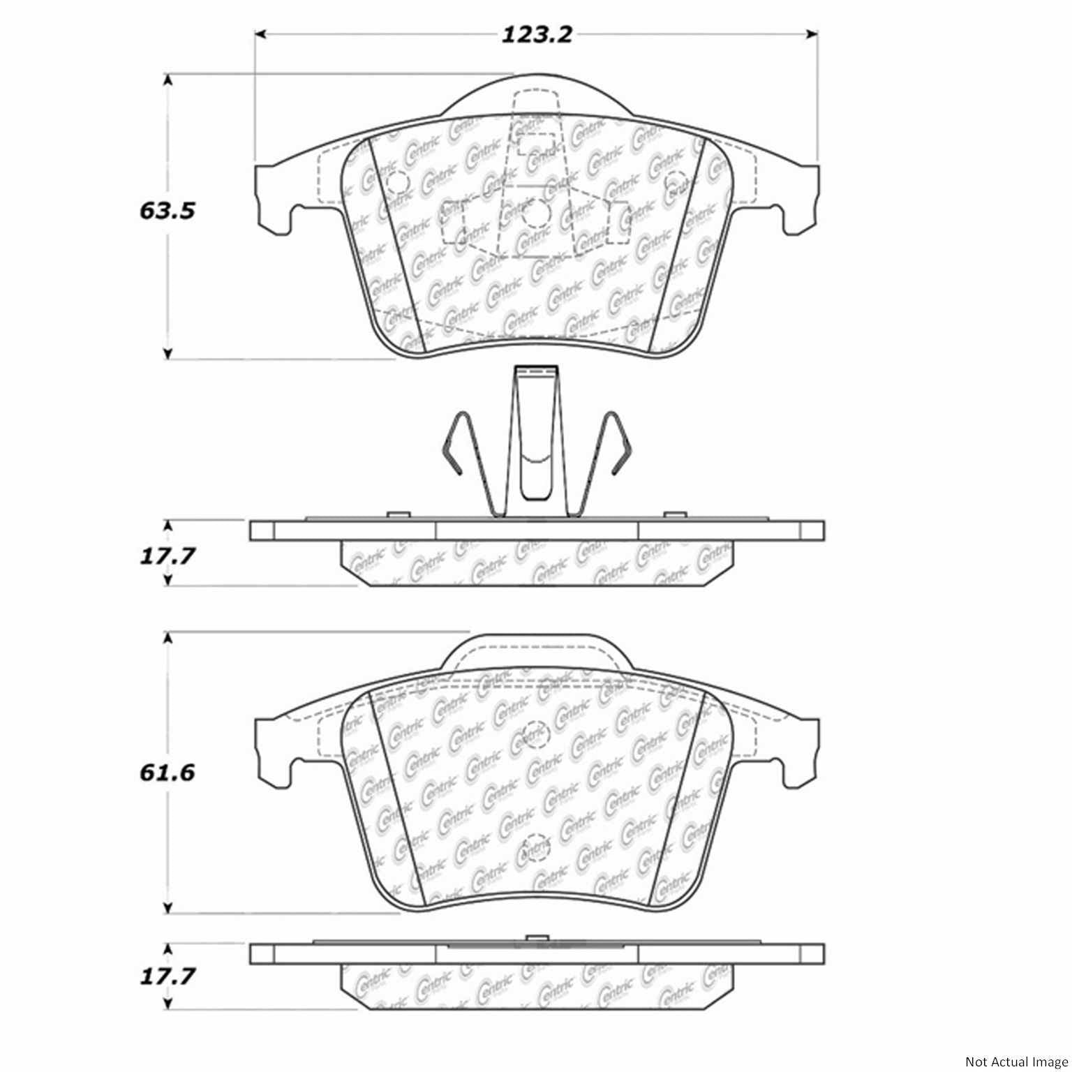 Posi Quiet Semi-Metallic Brake Pads with Hardware  top view frsport 104.09800