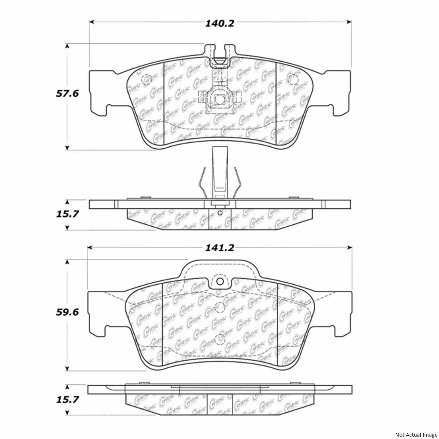 Posi Quiet Semi-Metallic Brake Pads with Hardware  top view frsport 104.09860