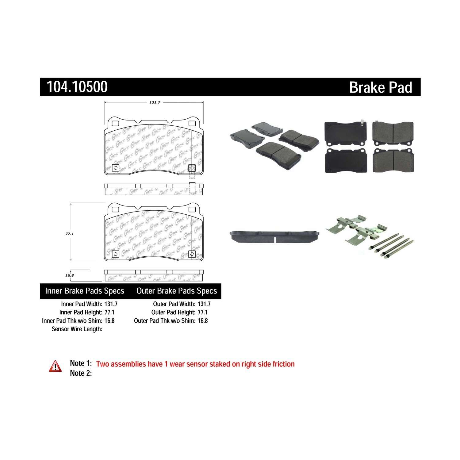 posi quiet semi-metallic brake pads with hardware  frsport 104.10500