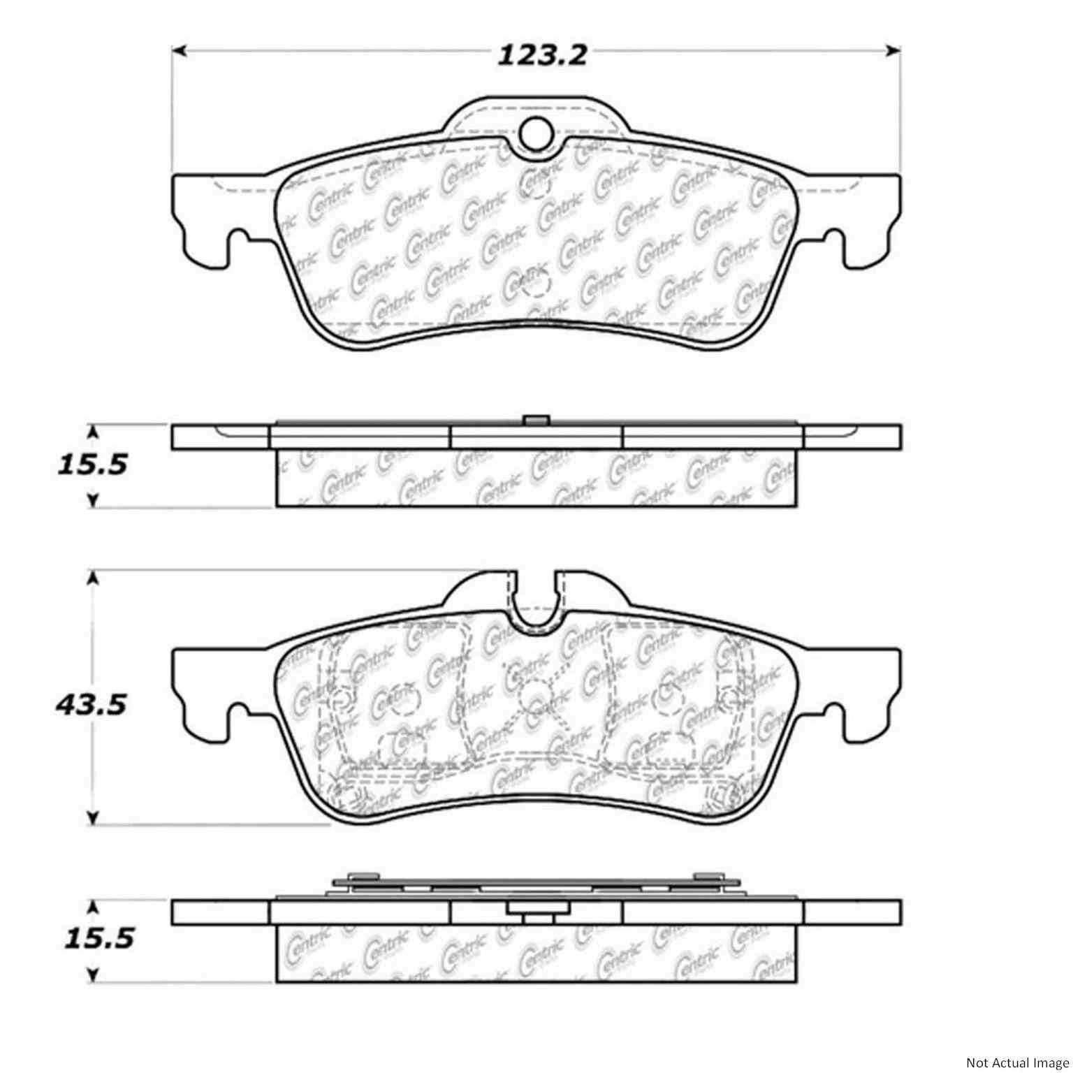 Posi Quiet Semi-Metallic Brake Pads with Hardware  top view frsport 104.10600