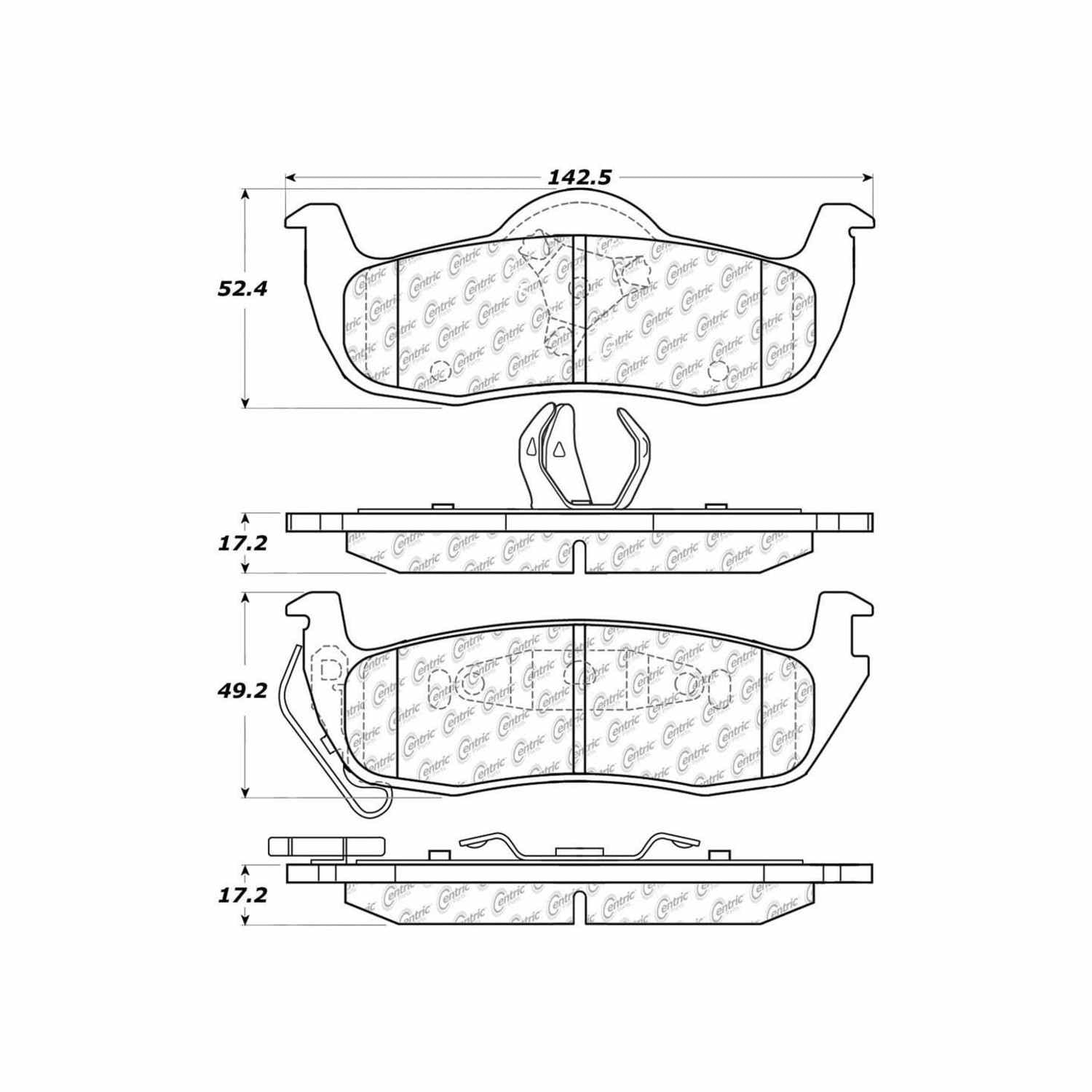 posi quiet semi-metallic brake pads with hardware  frsport 104.10870