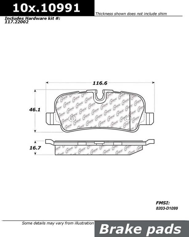 Posi Quiet Semi-Metallic Brake Pads with Hardware  top view frsport 104.10991