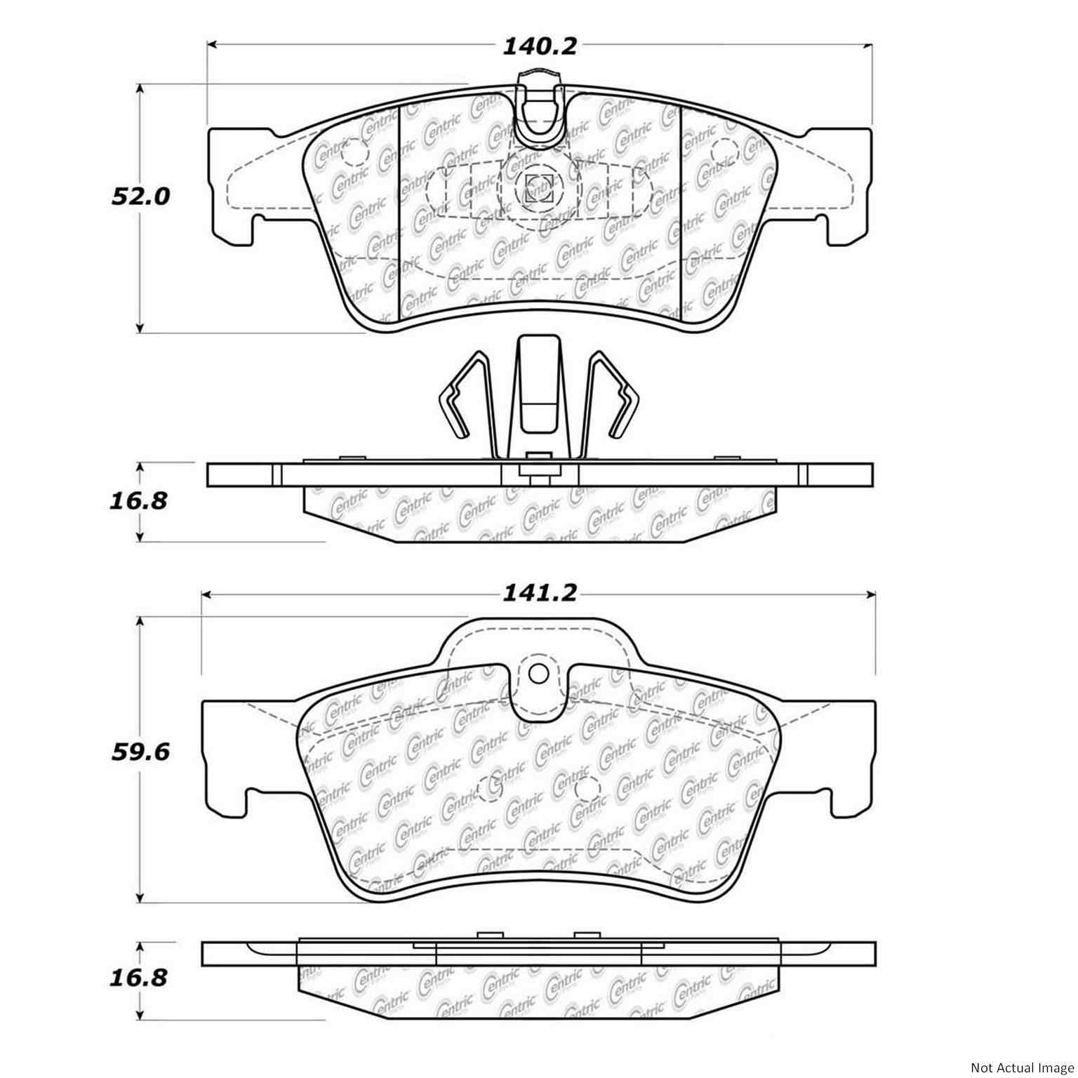 Posi Quiet Semi-Metallic Brake Pads with Hardware  top view frsport 104.11220