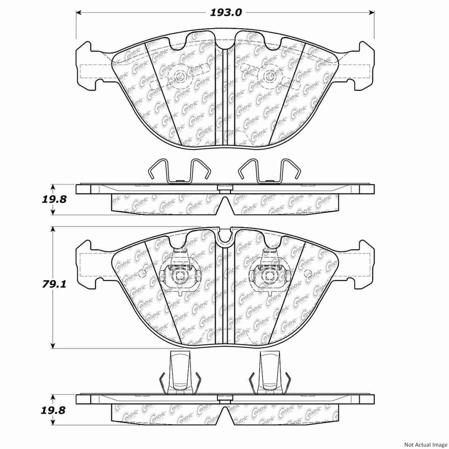 Posi Quiet Semi-Metallic Brake Pads with Hardware  top view frsport 104.11510