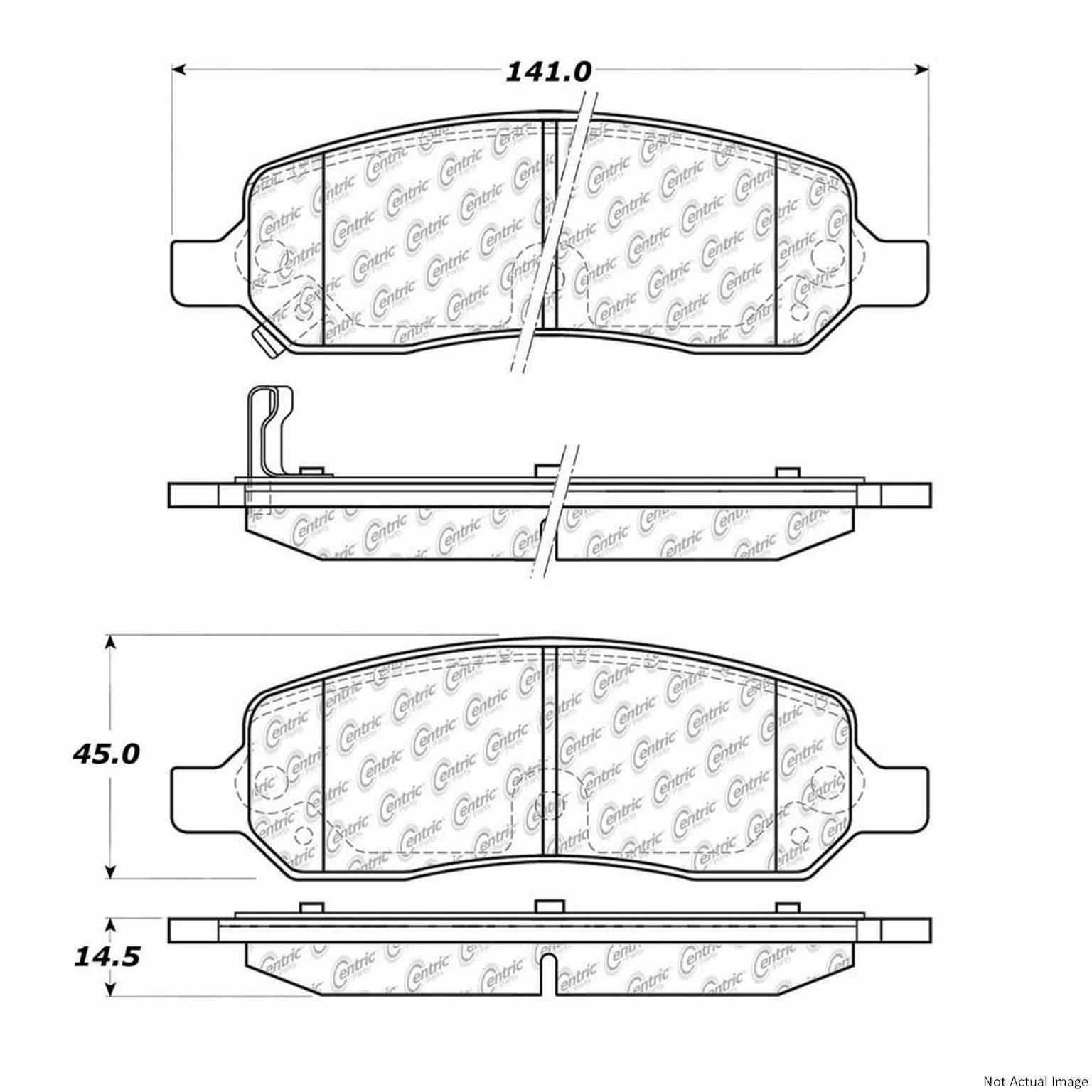 Posi Quiet Semi-Metallic Brake Pads with Hardware  top view frsport 104.11720