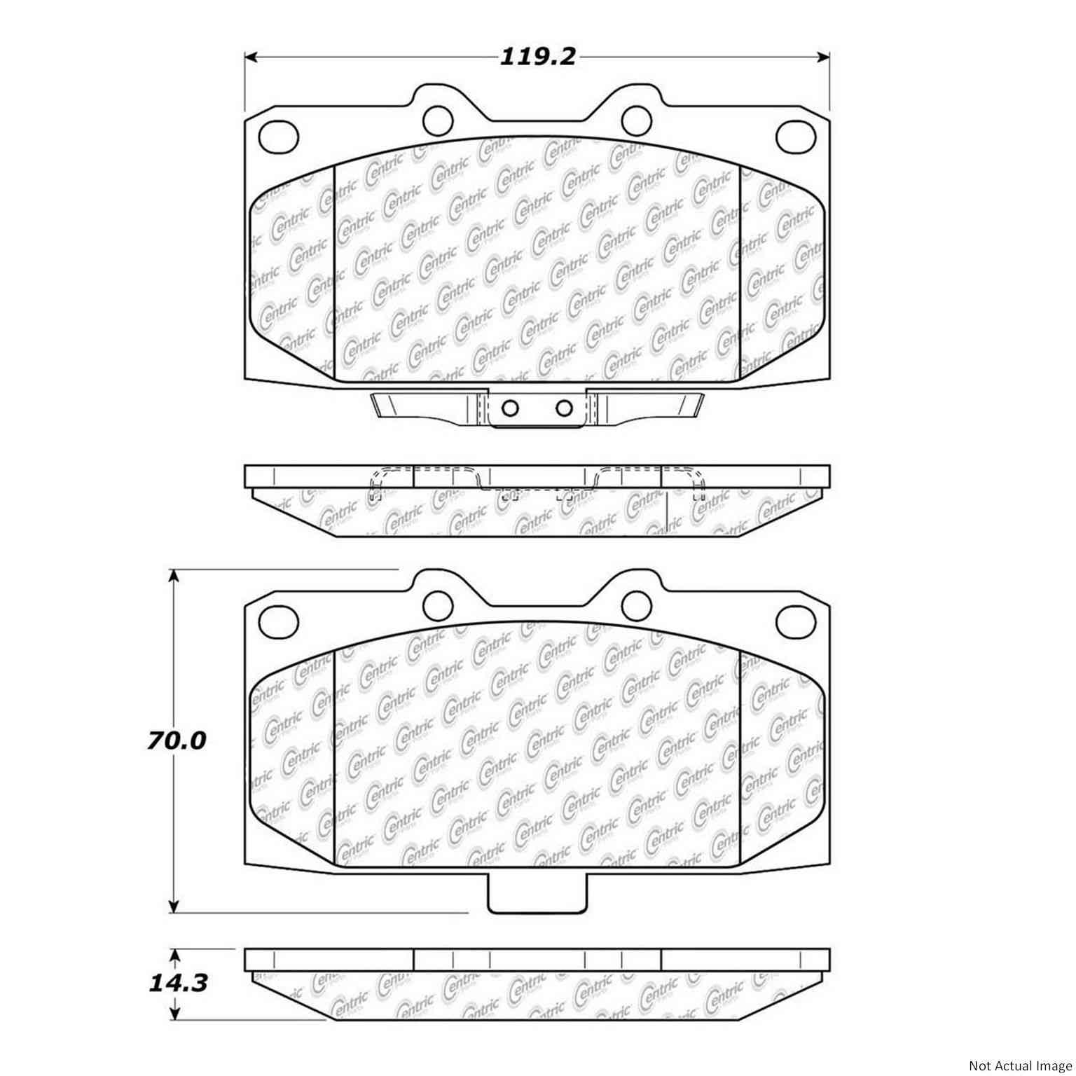 Posi Quiet Semi-Metallic Brake Pads with Hardware  top view frsport 104.11820