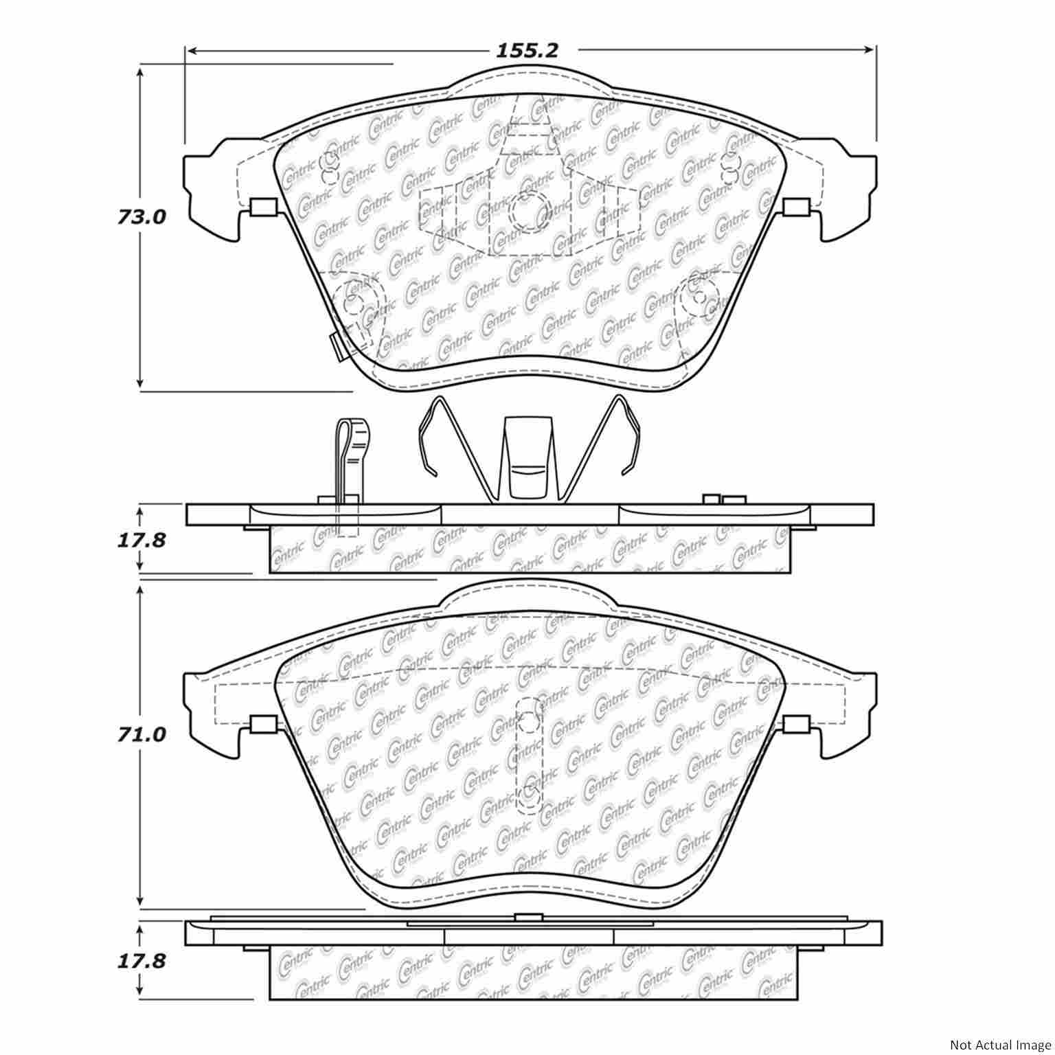 Posi Quiet Semi-Metallic Brake Pads with Hardware  top view frsport 104.11860