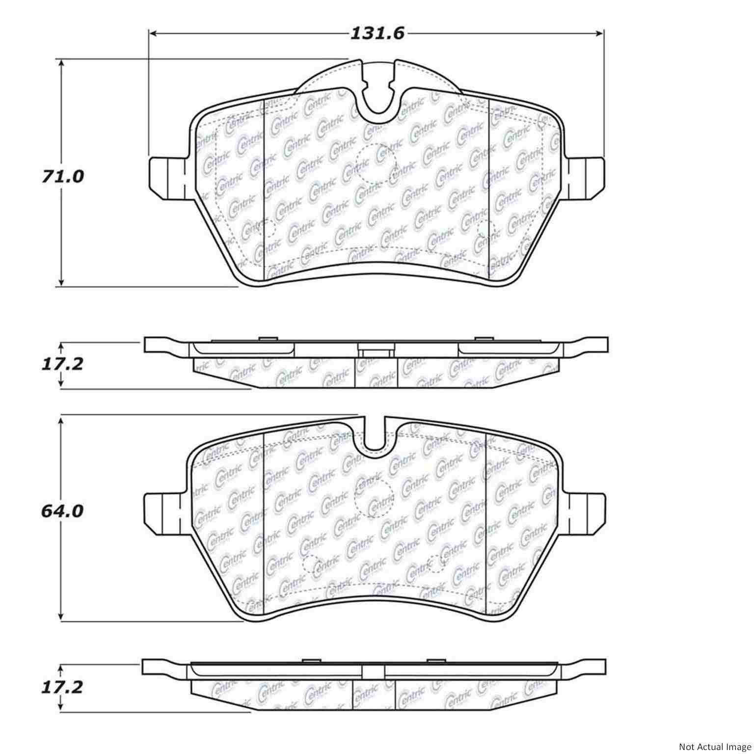 Posi Quiet Semi-Metallic Brake Pads with Hardware  top view frsport 104.12040