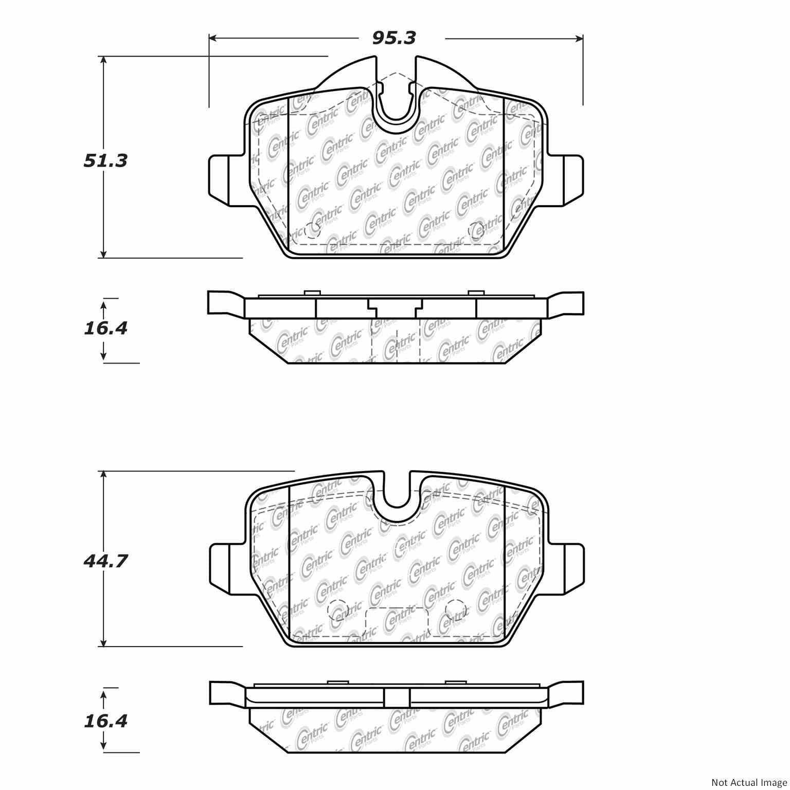 Posi Quiet Semi-Metallic Brake Pads with Hardware  top view frsport 104.12260