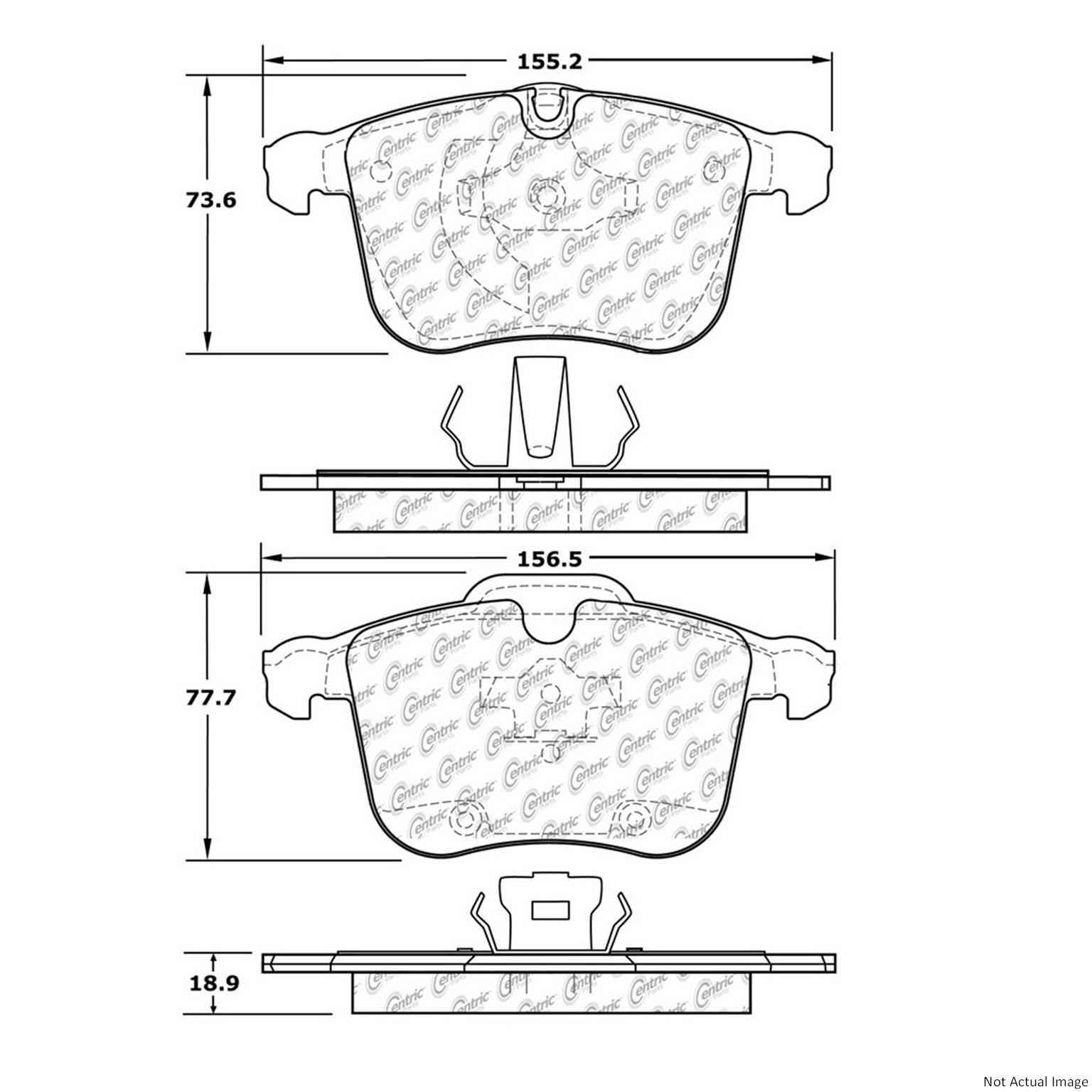 Posi Quiet Semi-Metallic Brake Pads with Hardware  top view frsport 104.12570