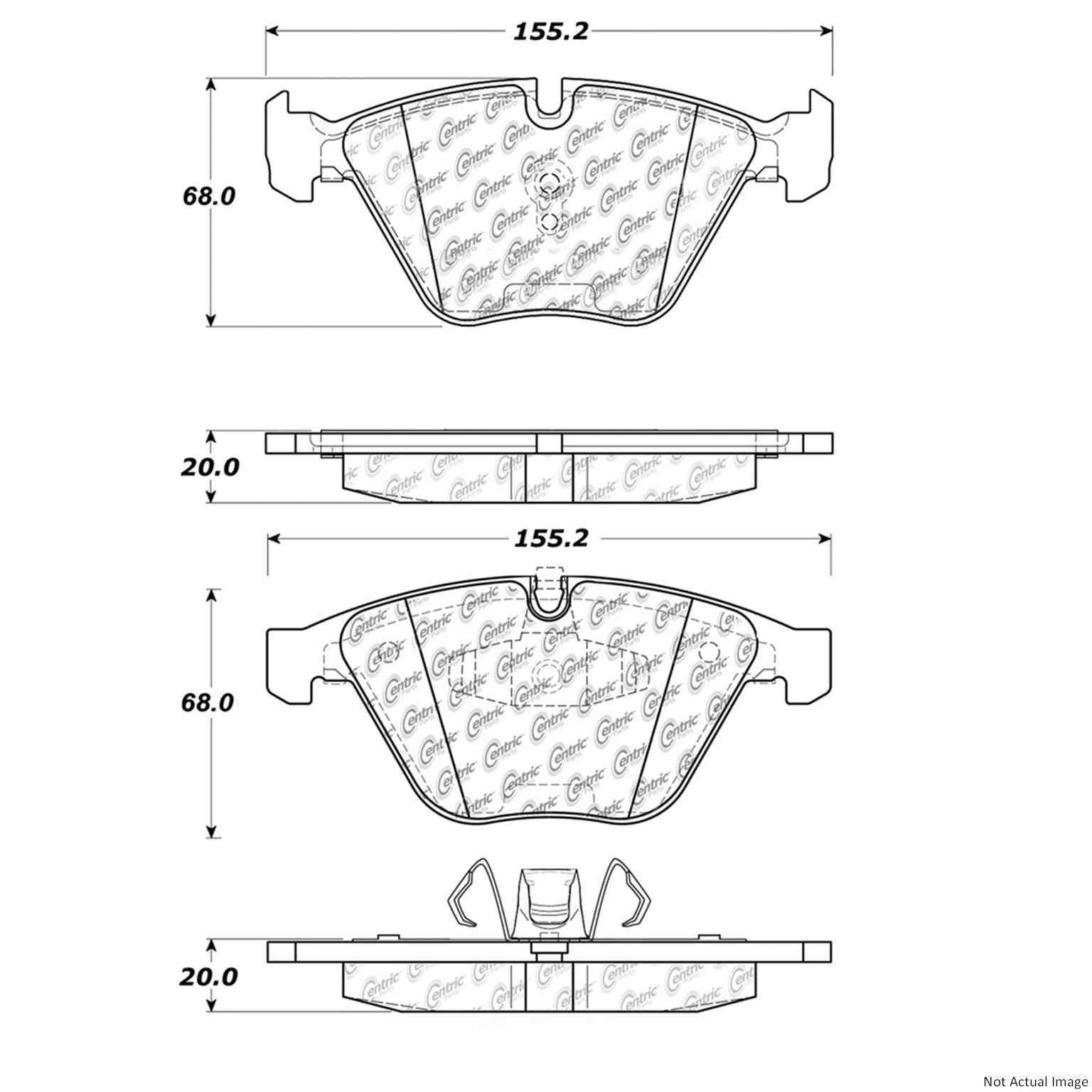 Posi Quiet Semi-Metallic Brake Pads with Hardware  top view frsport 104.12600