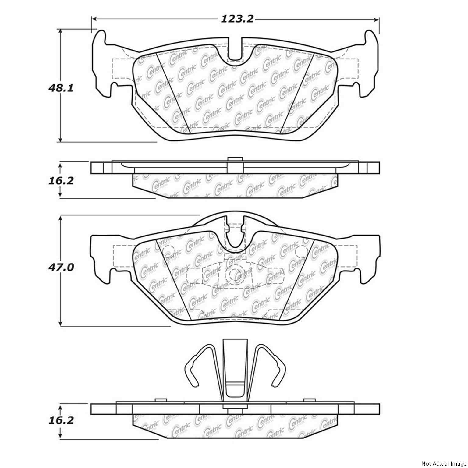 Posi Quiet Semi-Metallic Brake Pads with Hardware  top view frsport 104.12670