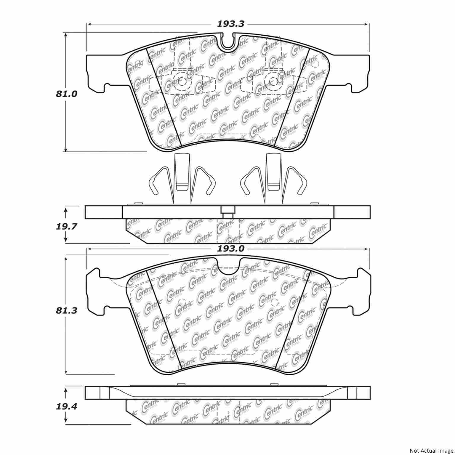 Posi Quiet Semi-Metallic Brake Pads with Hardware  top view frsport 104.12720