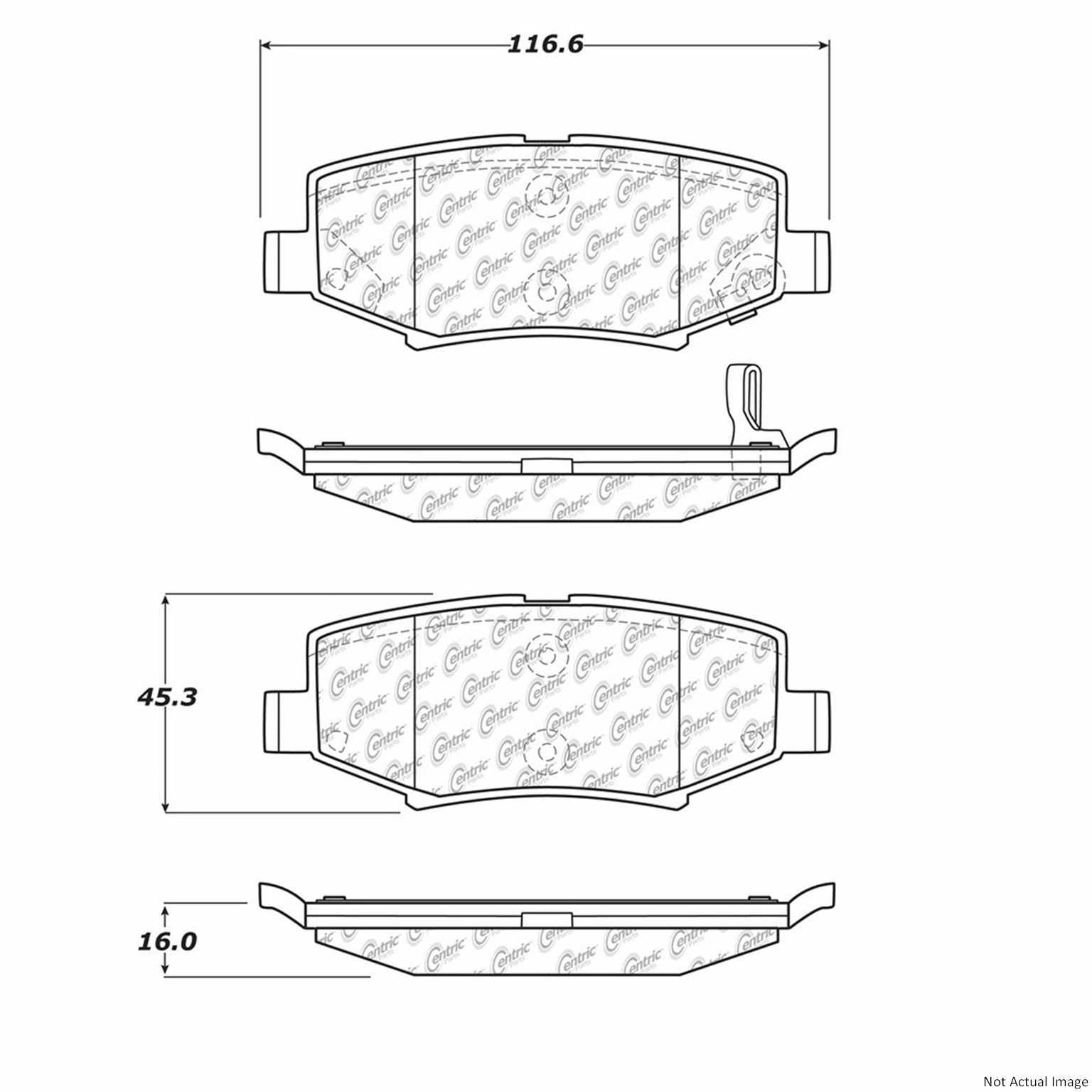 Posi Quiet Semi-Metallic Brake Pads with Hardware  top view frsport 104.12740