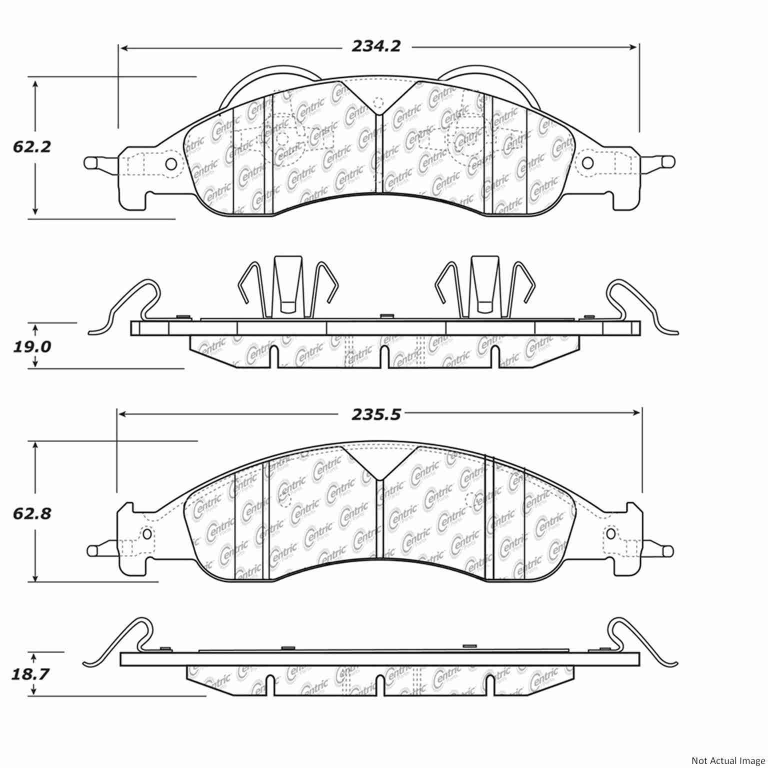 Posi Quiet Semi-Metallic Brake Pads with Hardware  top view frsport 104.12780