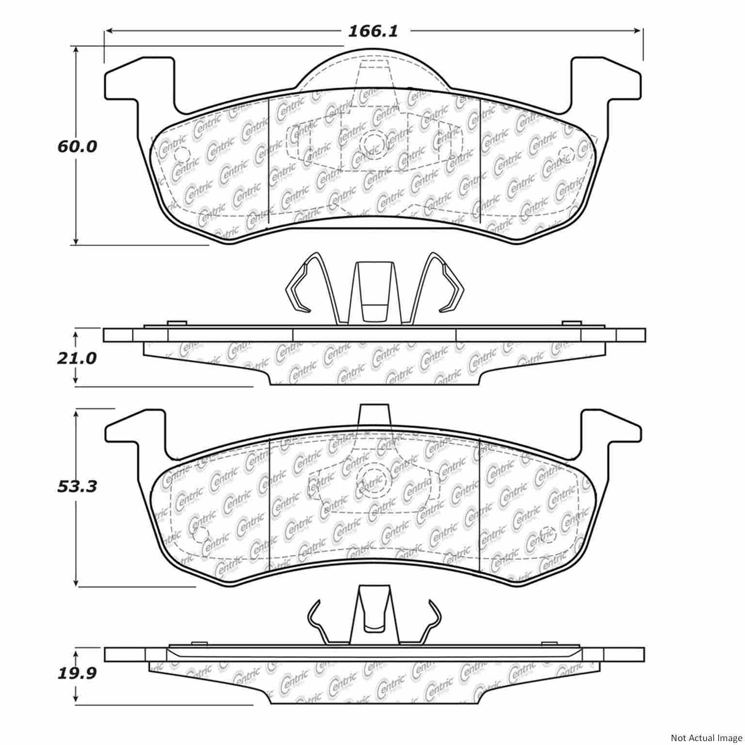 Posi Quiet Semi-Metallic Brake Pads with Hardware  top view frsport 104.12790