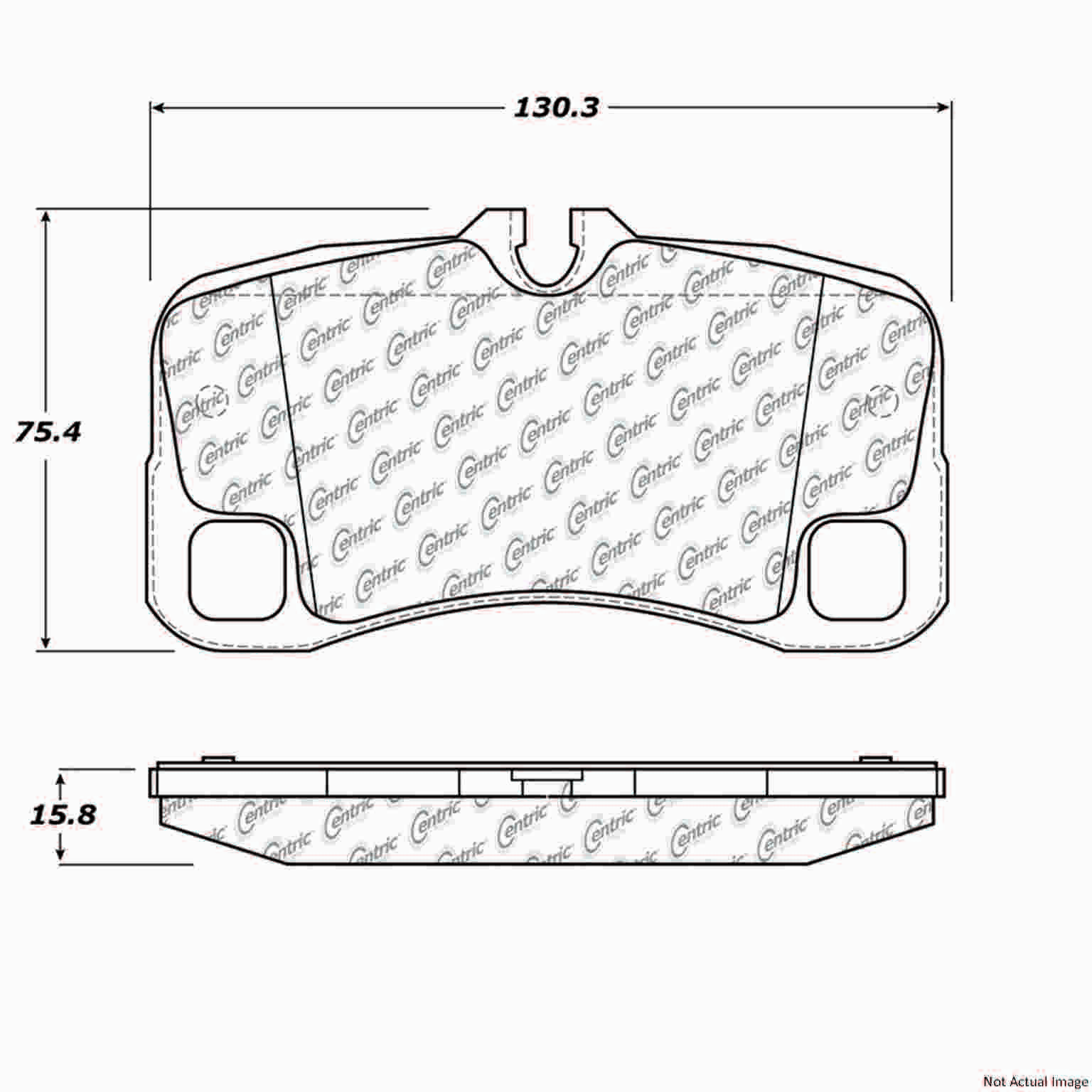 Posi Quiet Semi-Metallic Brake Pads with Hardware  top view frsport 104.13000