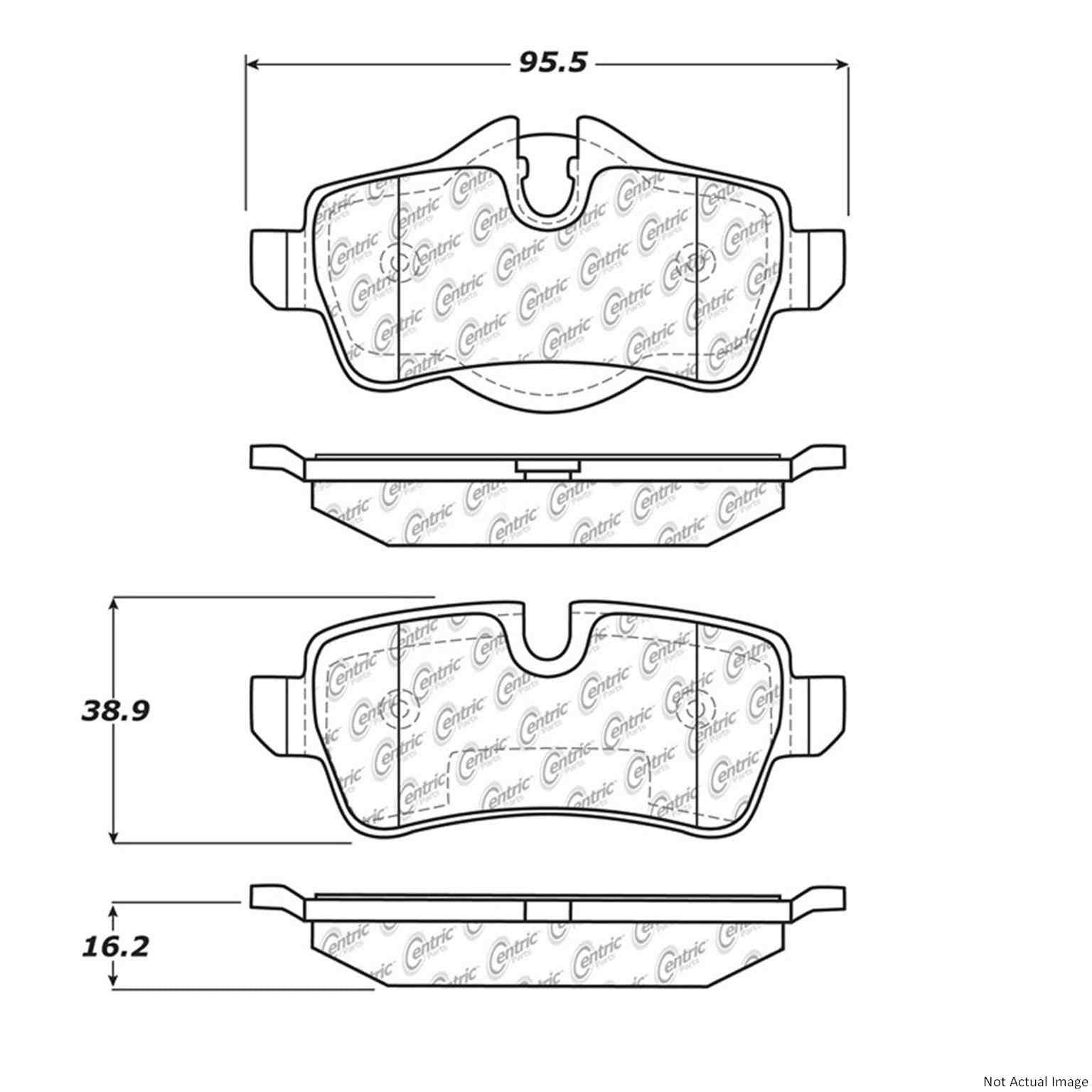 Posi Quiet Semi-Metallic Brake Pads with Hardware  top view frsport 104.13090