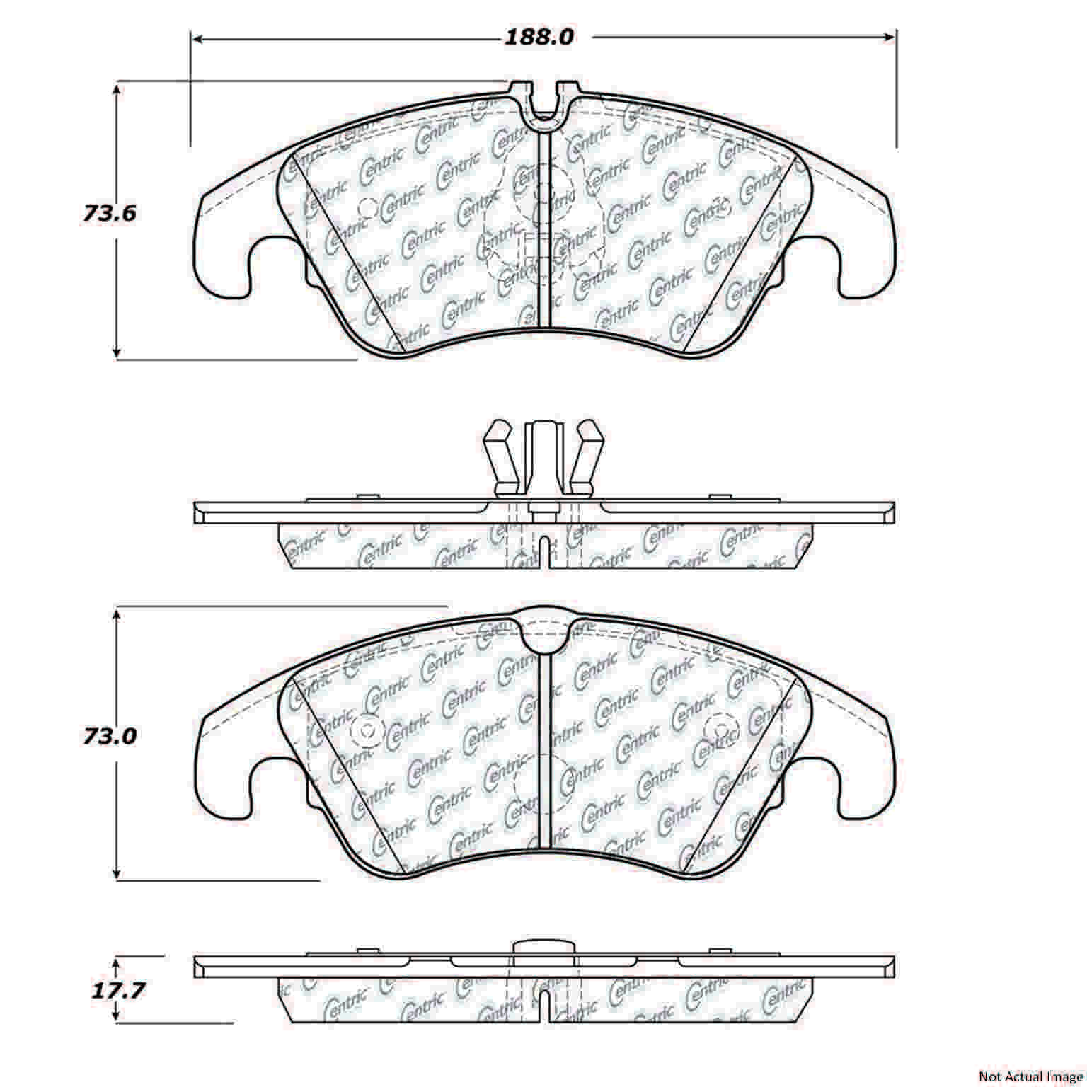 Posi Quiet Semi-Metallic Brake Pads with Hardware  top view frsport 104.13220