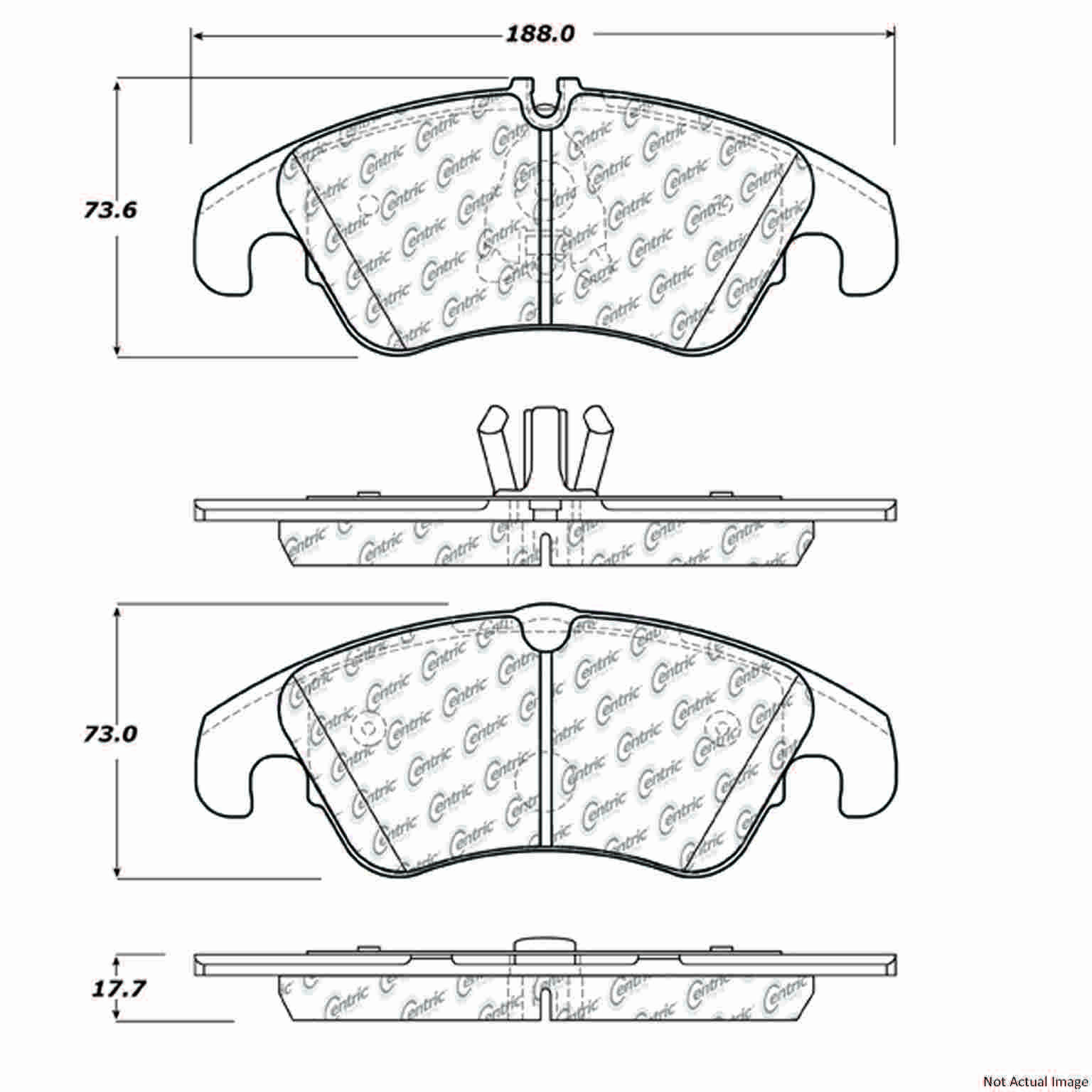 Posi Quiet Semi-Metallic Brake Pads with Hardware  top view frsport 104.13221