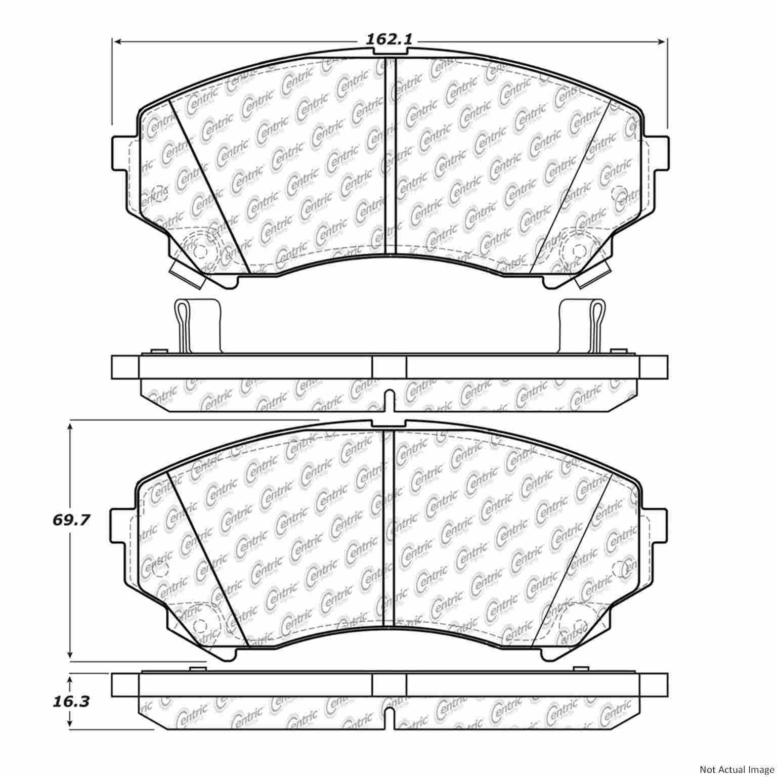 Posi Quiet Semi-Metallic Brake Pads with Hardware  top view frsport 104.13310