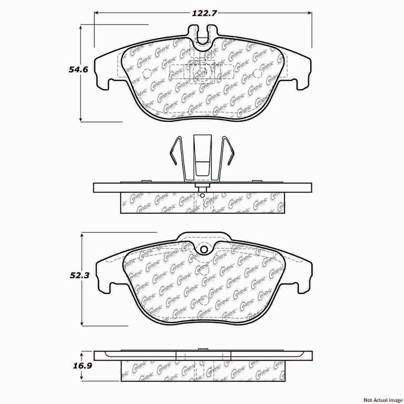 Posi Quiet Semi-Metallic Brake Pads with Hardware  top view frsport 104.13410