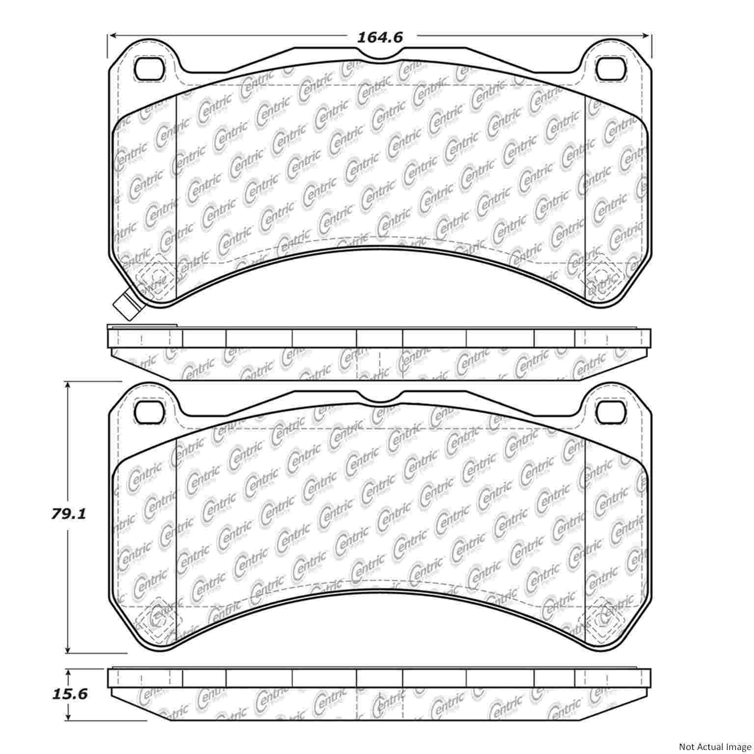 Posi Quiet Semi-Metallic Brake Pads with Hardware  top view frsport 104.13650