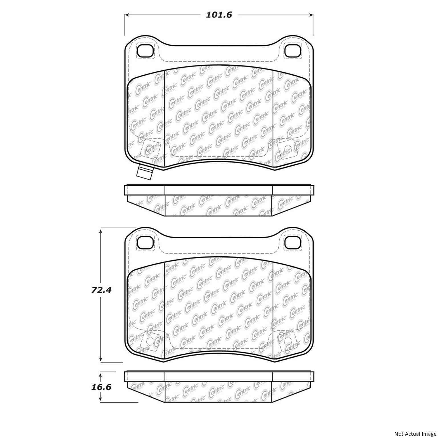 Posi Quiet Semi-Metallic Brake Pads  top view frsport 104.13660