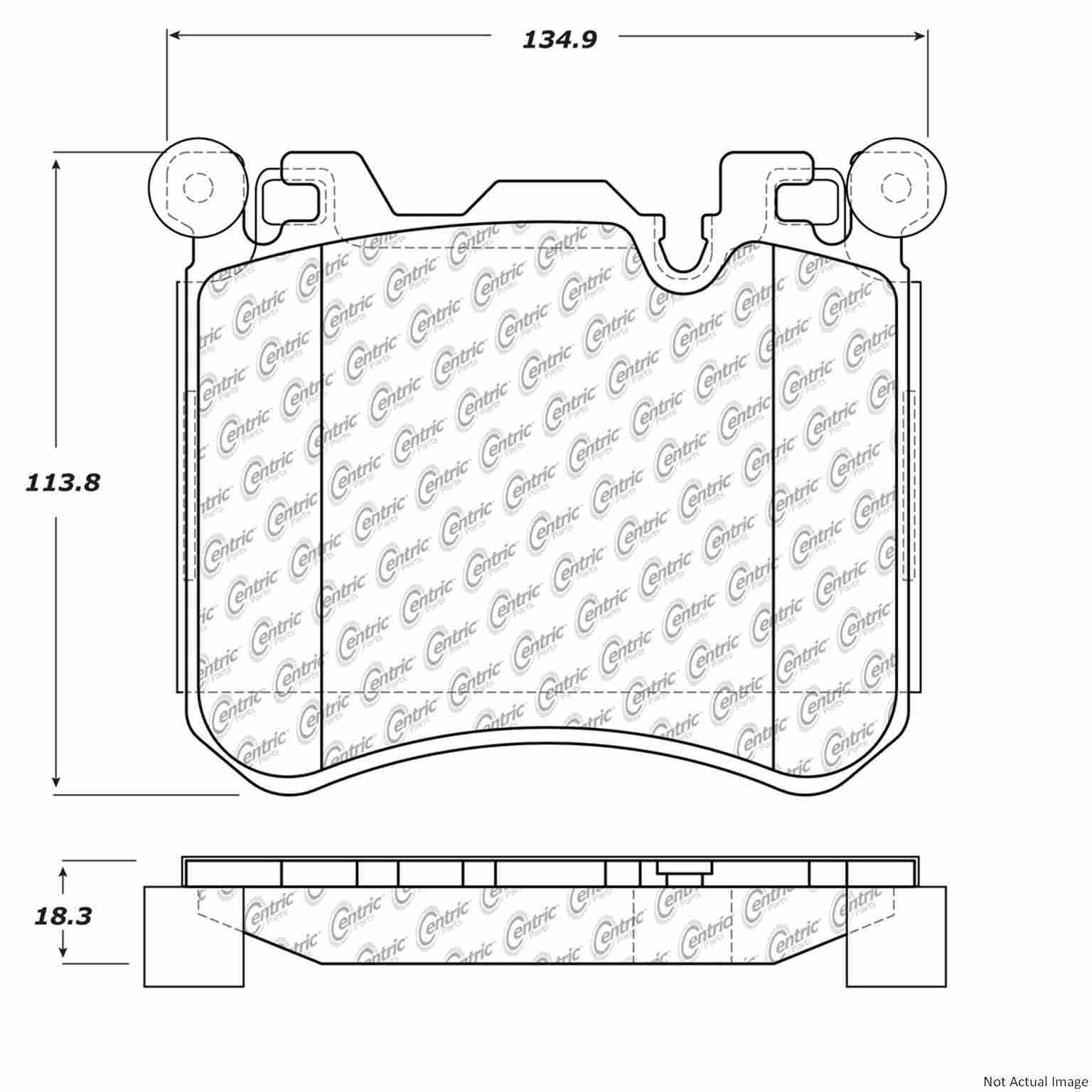 Posi Quiet Semi-Metallic Brake Pads with Hardware  top view frsport 104.14290