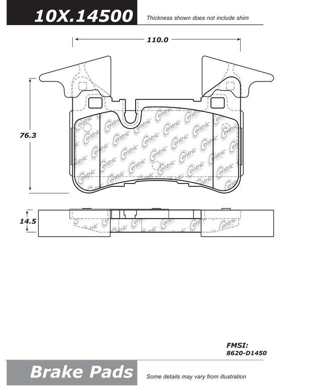 Posi Quiet Semi-Metallic Brake Pads  top view frsport 104.14500