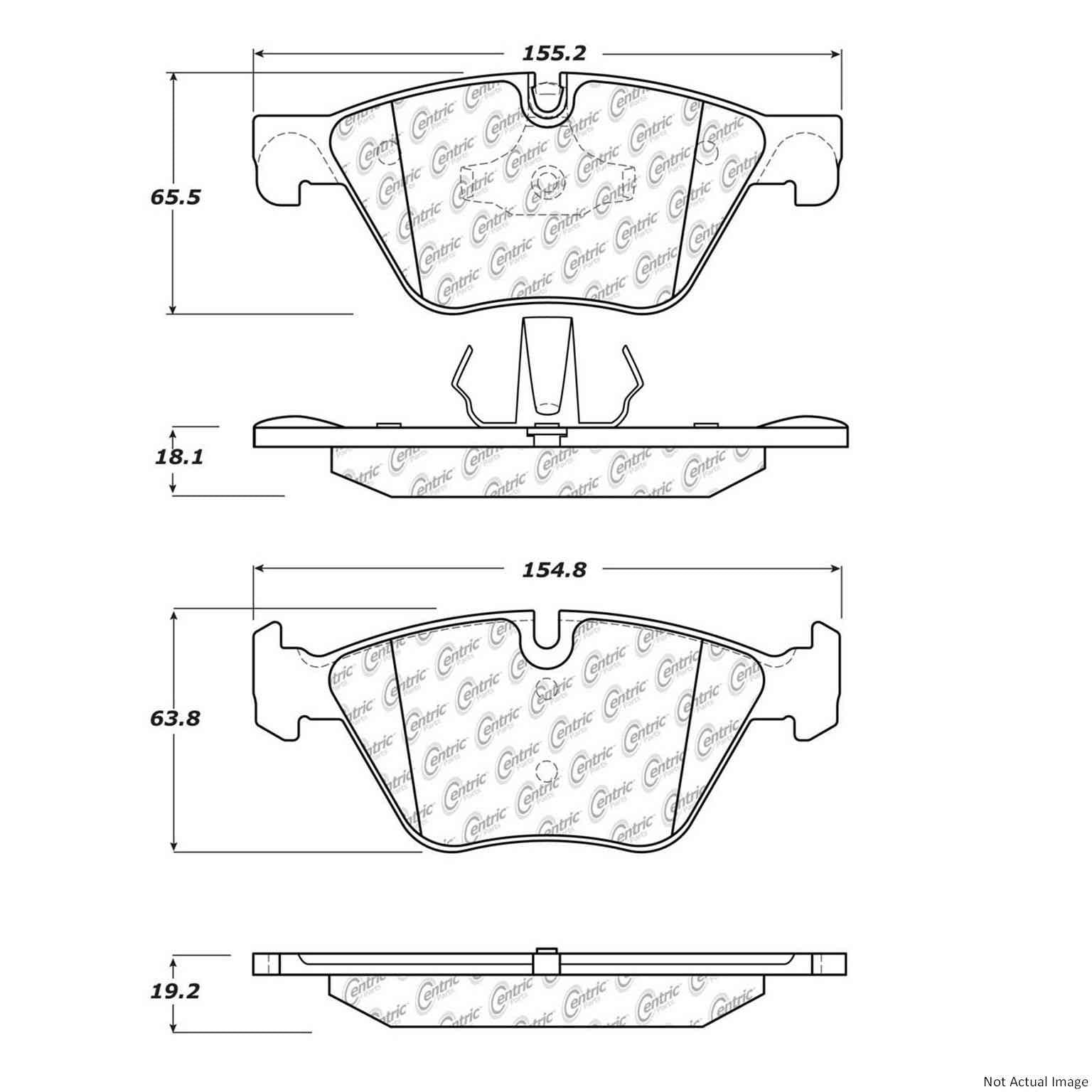 Posi Quiet Semi-Metallic Brake Pads with Hardware  top view frsport 104.15040