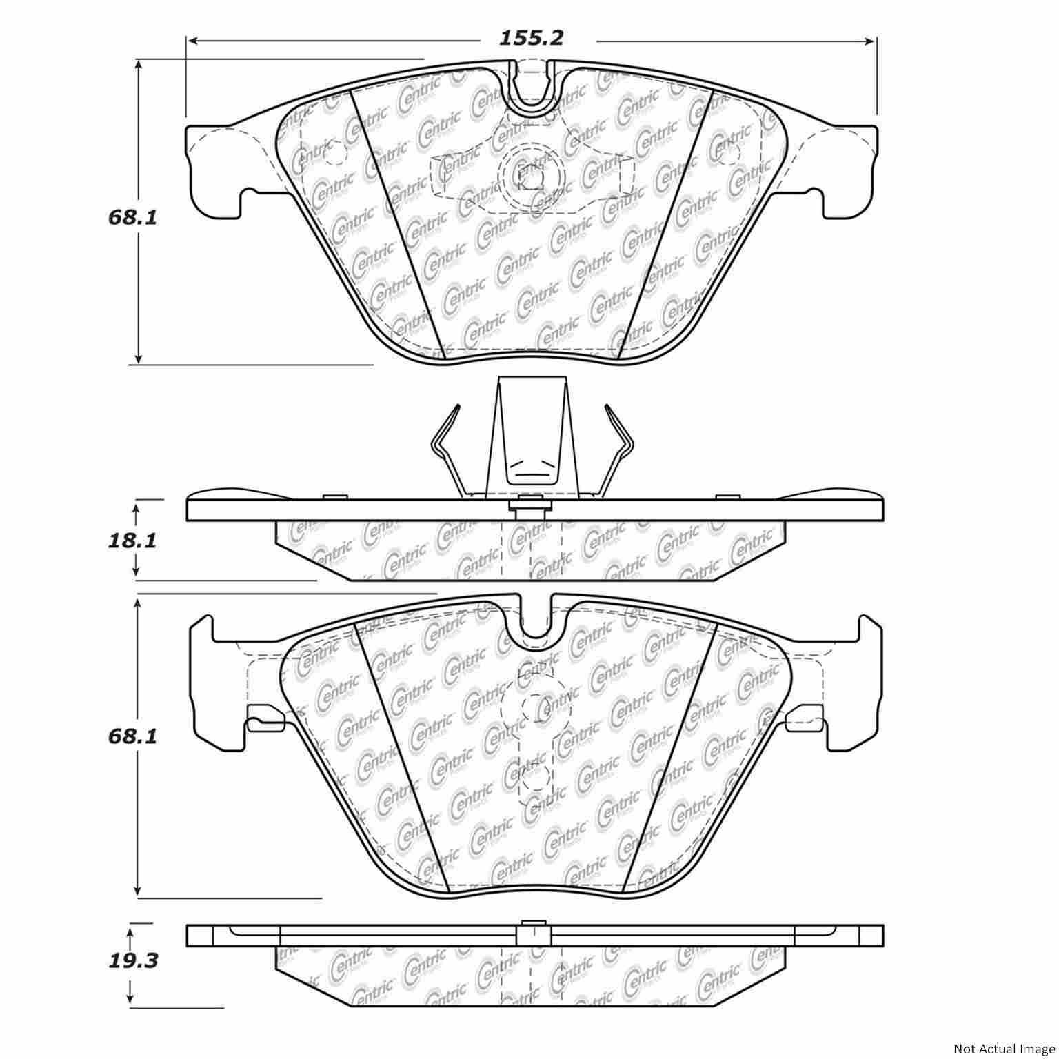 Posi Quiet Semi-Metallic Brake Pads with Hardware  top view frsport 104.15050