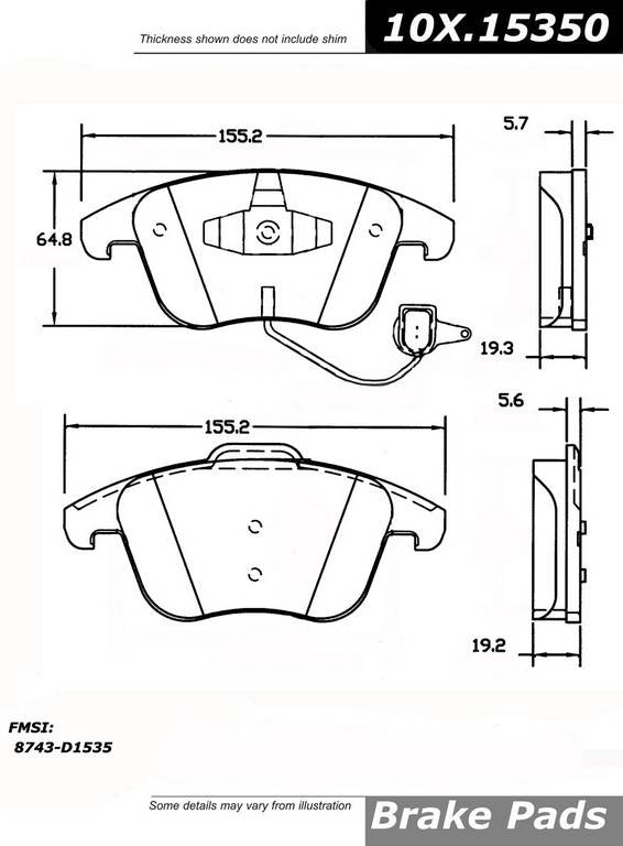 Stoptech Centric 09-15 Audi A4/A5  / 10-12 Audi A5 Quattro Posi-Quiet Semi-Metallic Front Brake Pads 104.15350