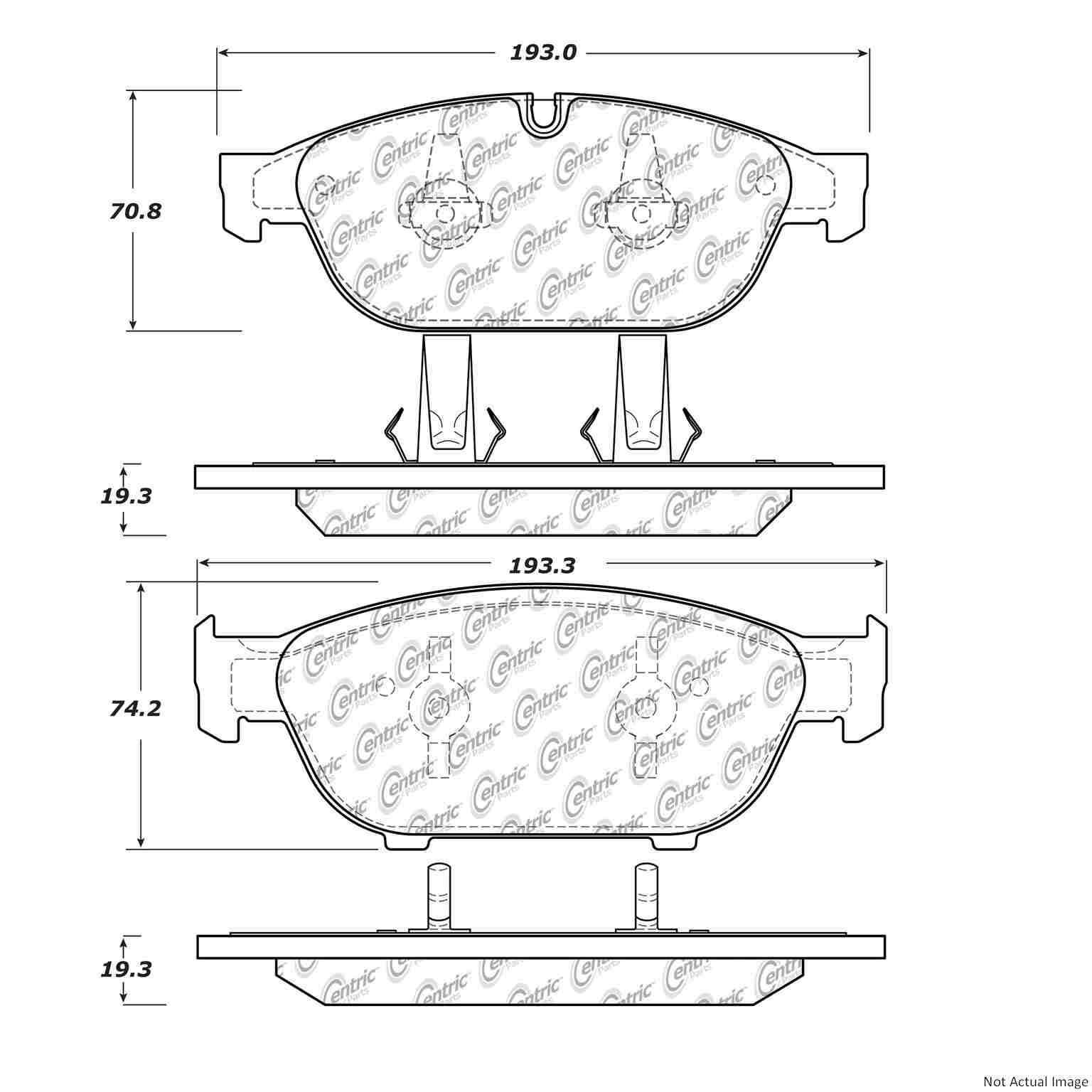 Posi Quiet Semi-Metallic Brake Pads with Hardware  top view frsport 104.15490