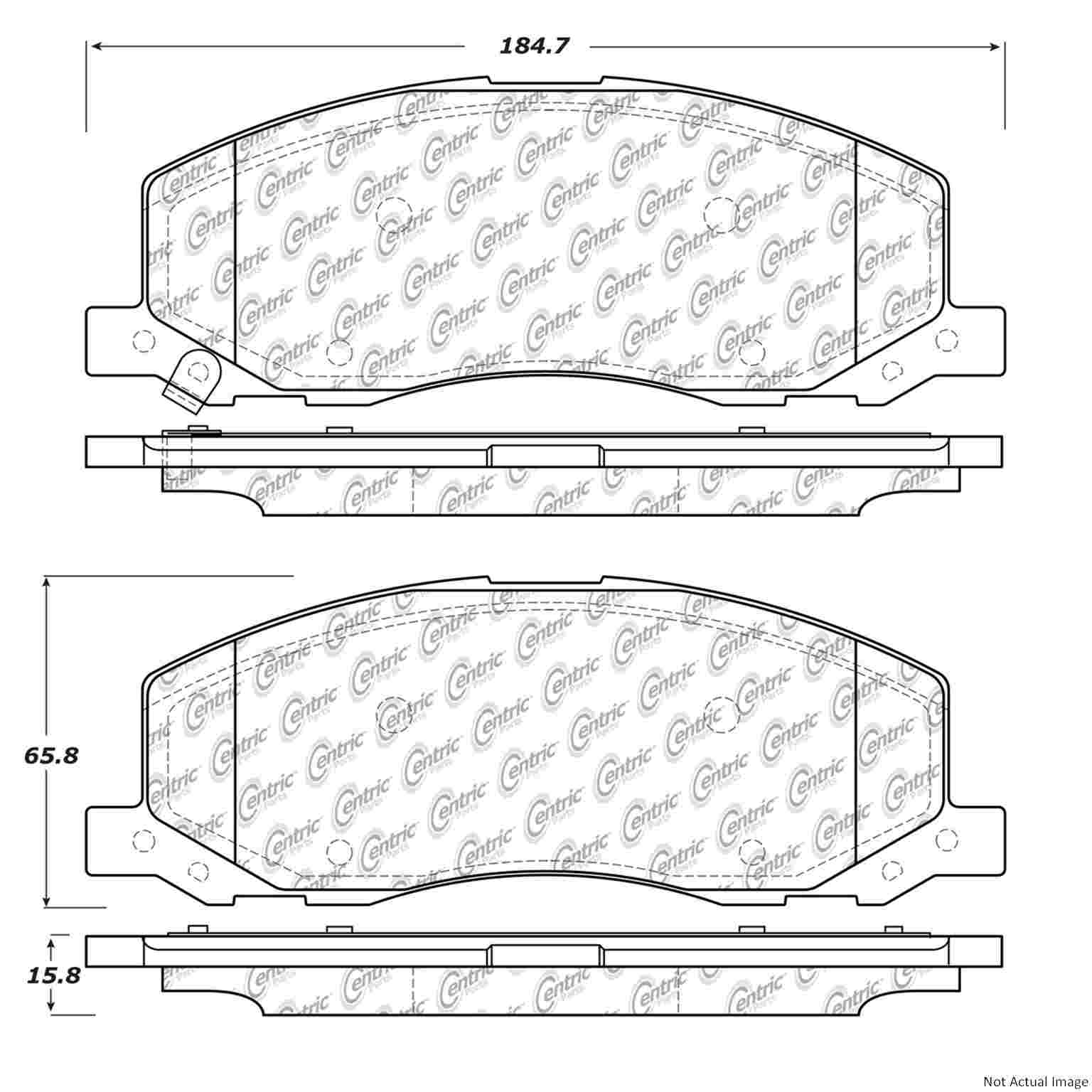 Posi Quiet Semi-Metallic Brake Pads with Hardware  top view frsport 104.15580