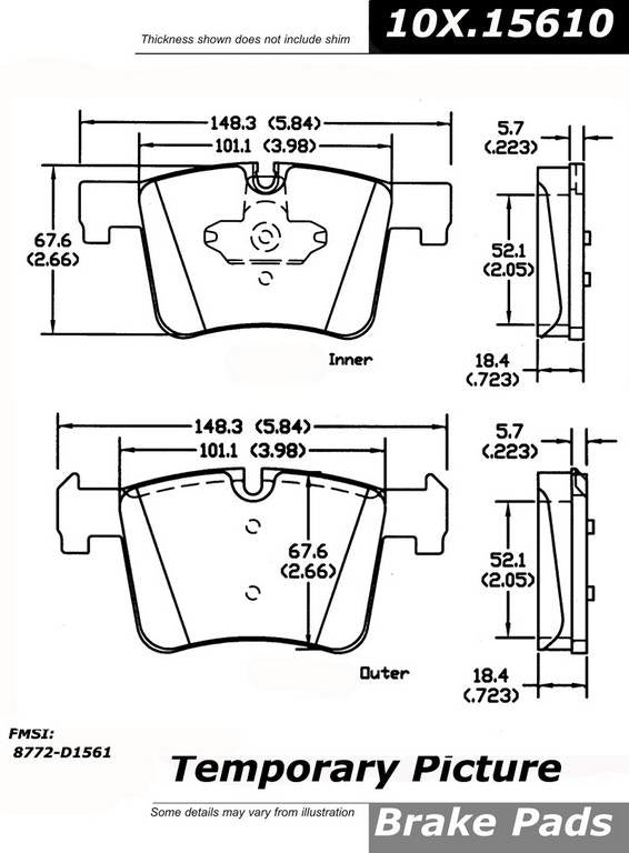 Posi Quiet Semi-Metallic Brake Pads with Hardware  top view frsport 104.15610