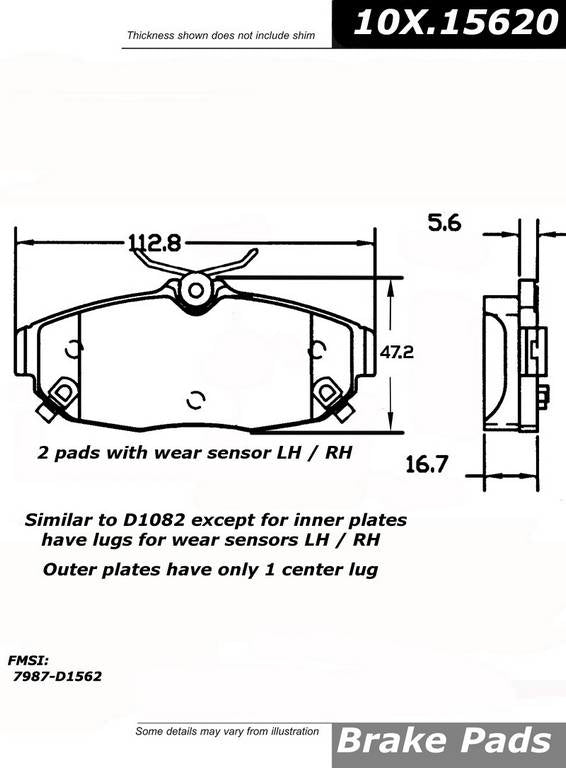 Posi Quiet Semi-Metallic Brake Pads with Hardware  top view frsport 104.15620