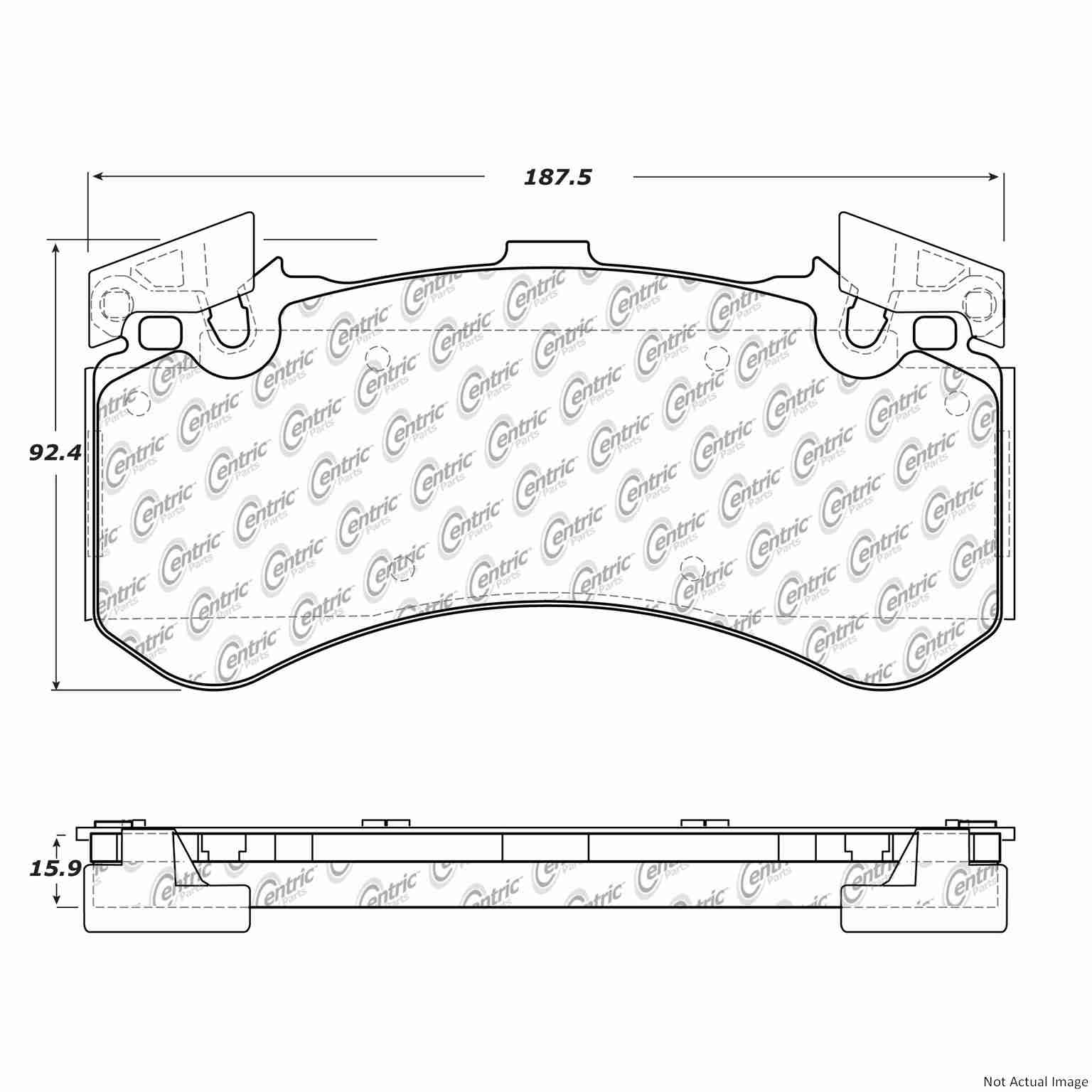 Posi Quiet Semi-Metallic Brake Pads with Hardware  top view frsport 104.15750