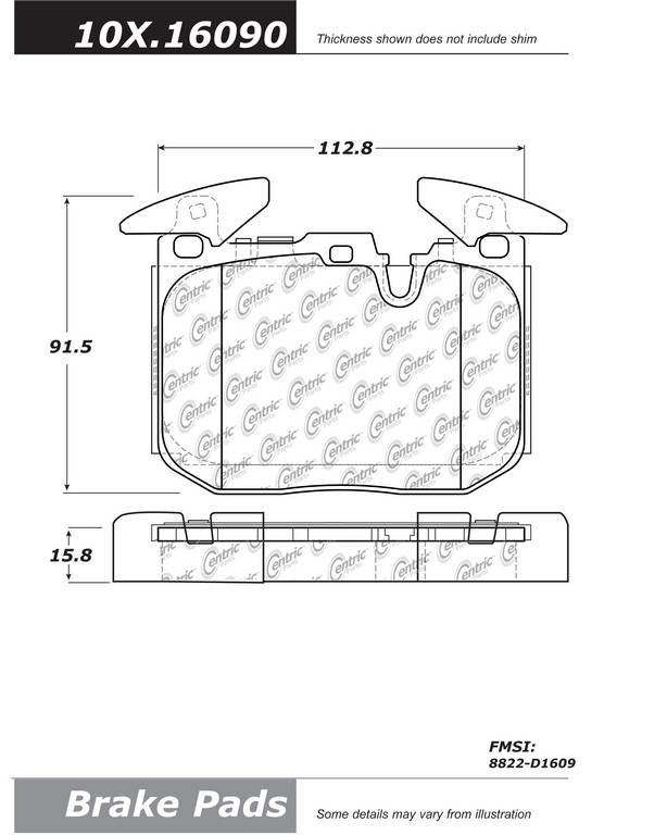 Posi Quiet Semi-Metallic Brake Pads with Hardware  top view frsport 104.16090