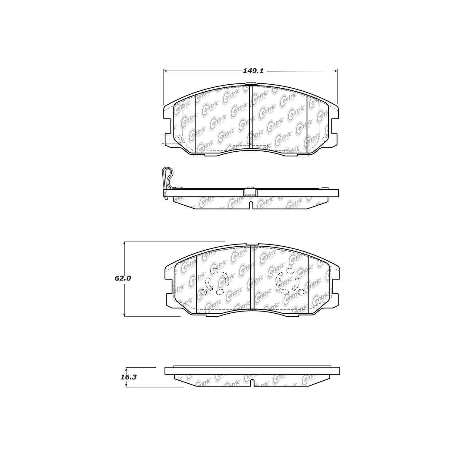 posi quiet semi-metallic brake pads with hardware  frsport 104.16780