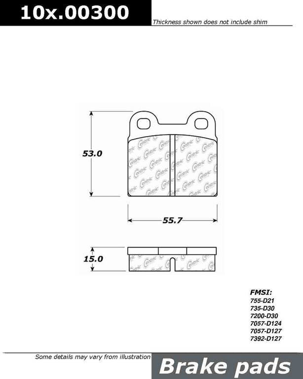 Posi Quiet Ceramic Brake Pads  top view frsport 105.00300