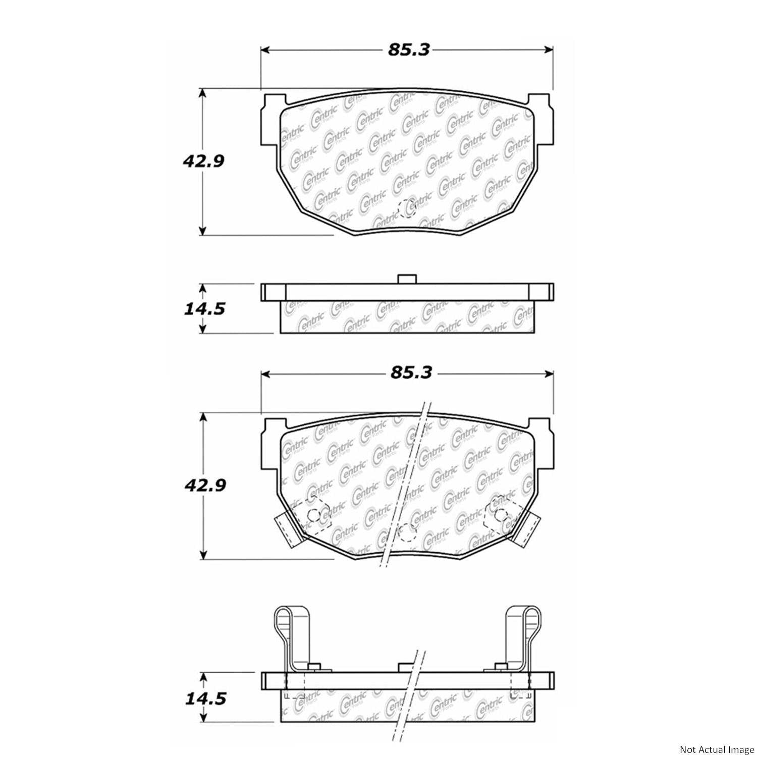 Posi Quiet Ceramic Brake Pads with Hardware  top view frsport 105.02720