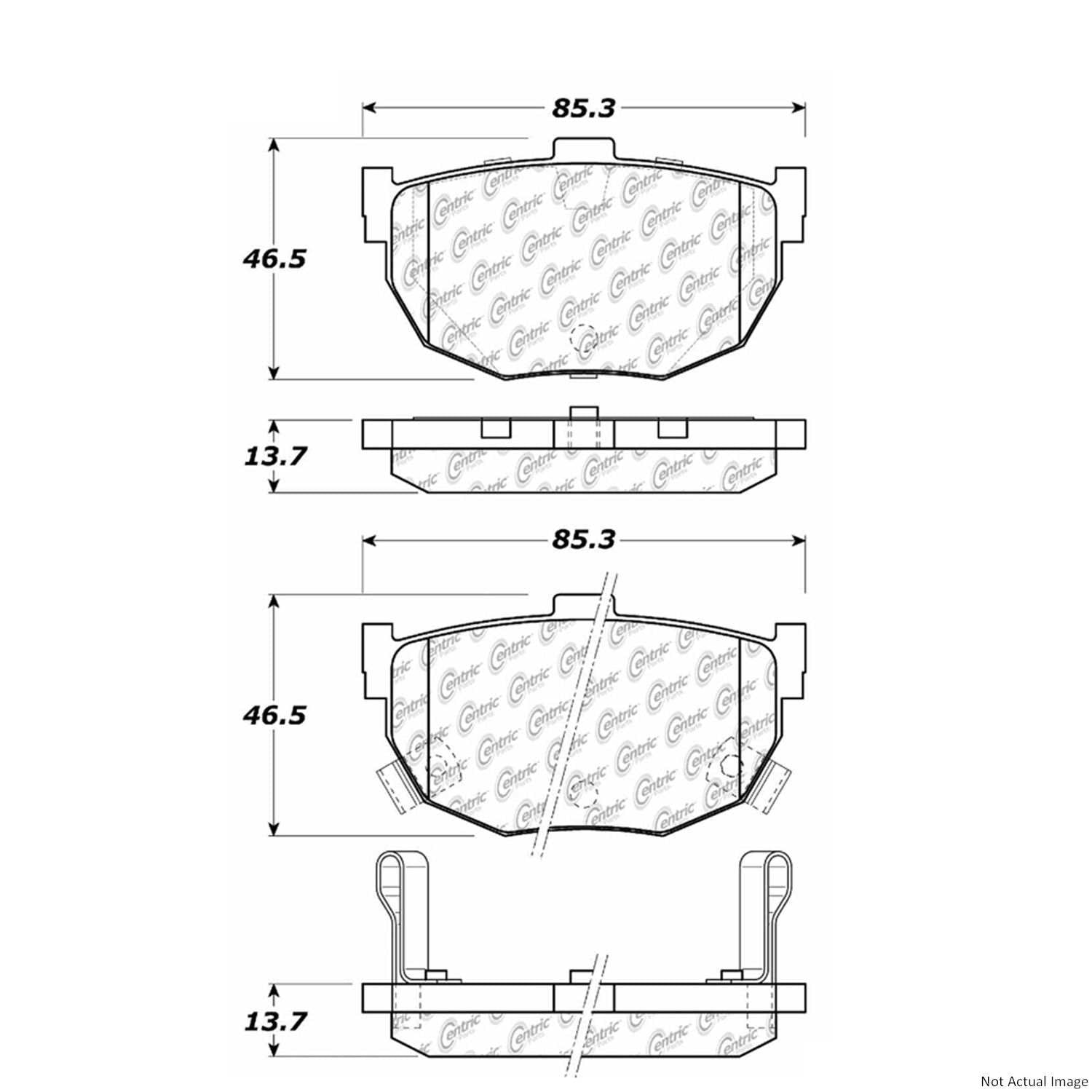 Posi Quiet Ceramic Brake Pads with Hardware  top view frsport 105.03230