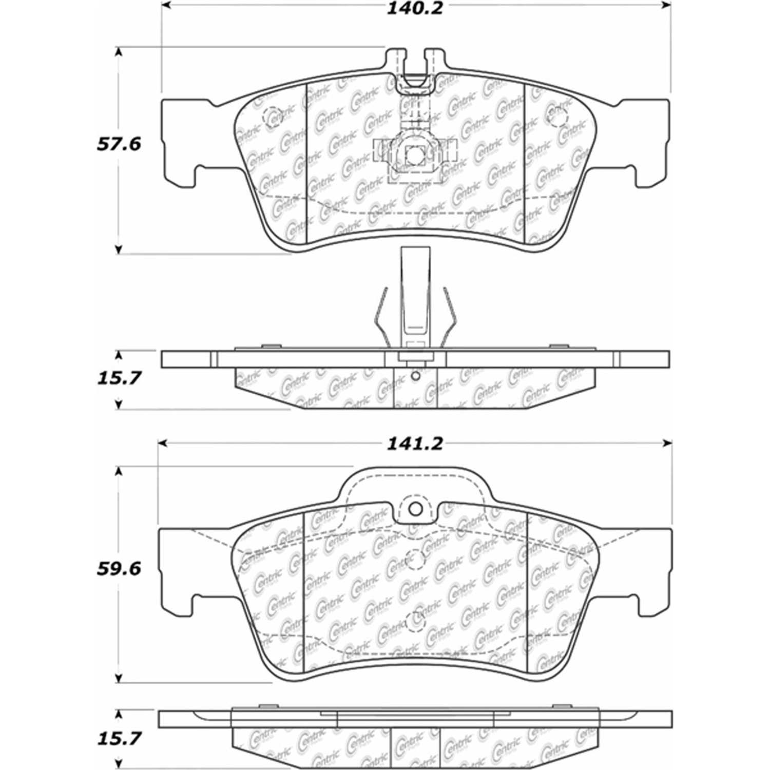 Posi Quiet Ceramic Brake Pads with Hardware  top view frsport 105.09860