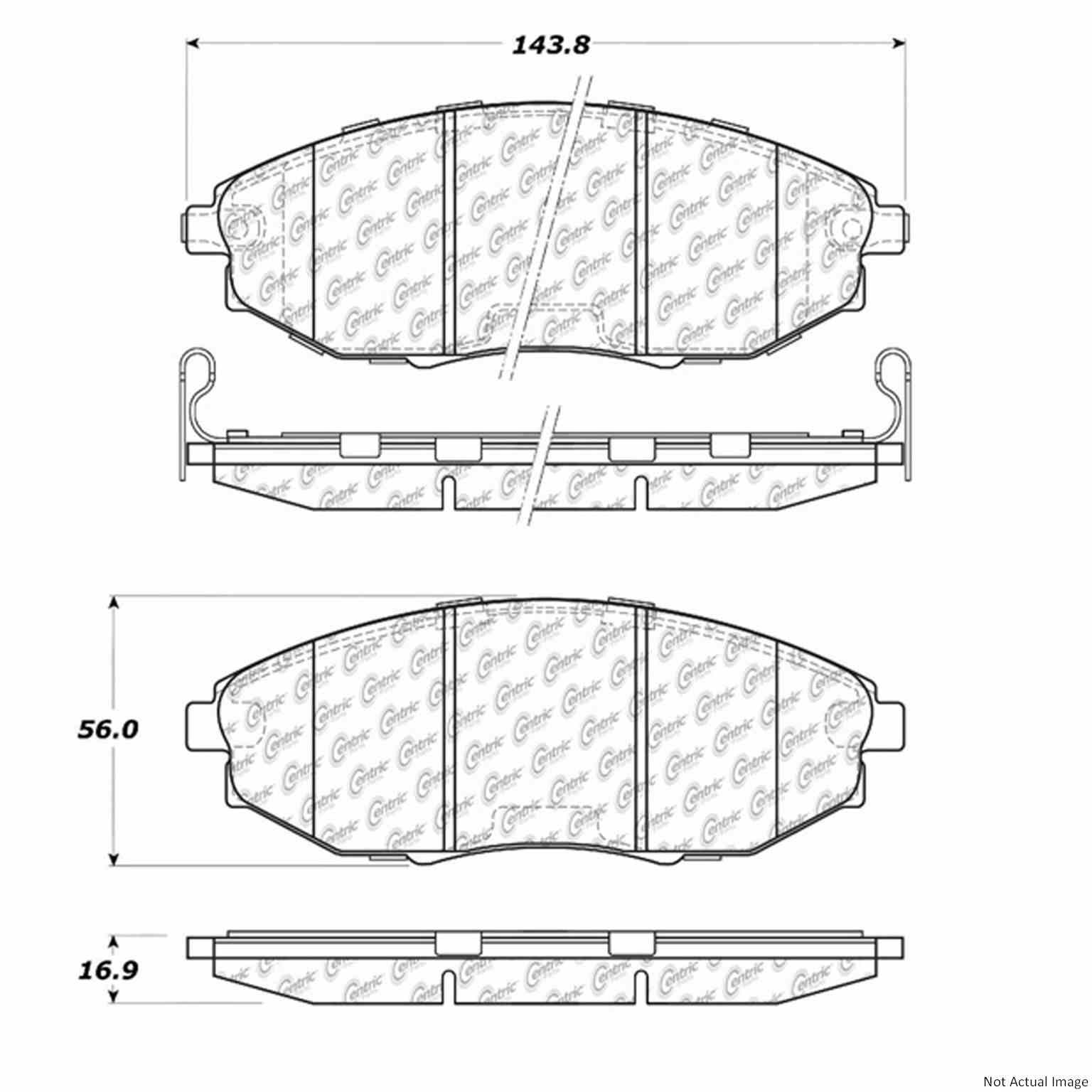 Posi Quiet Ceramic Brake Pads with Hardware  top view frsport 105.10310