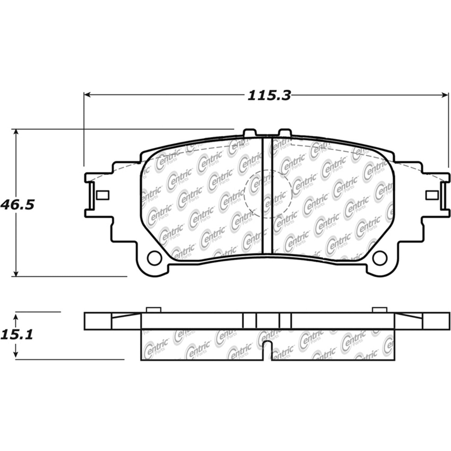 Posi Quiet Ceramic Brake Pads with Hardware  top view frsport 105.13910