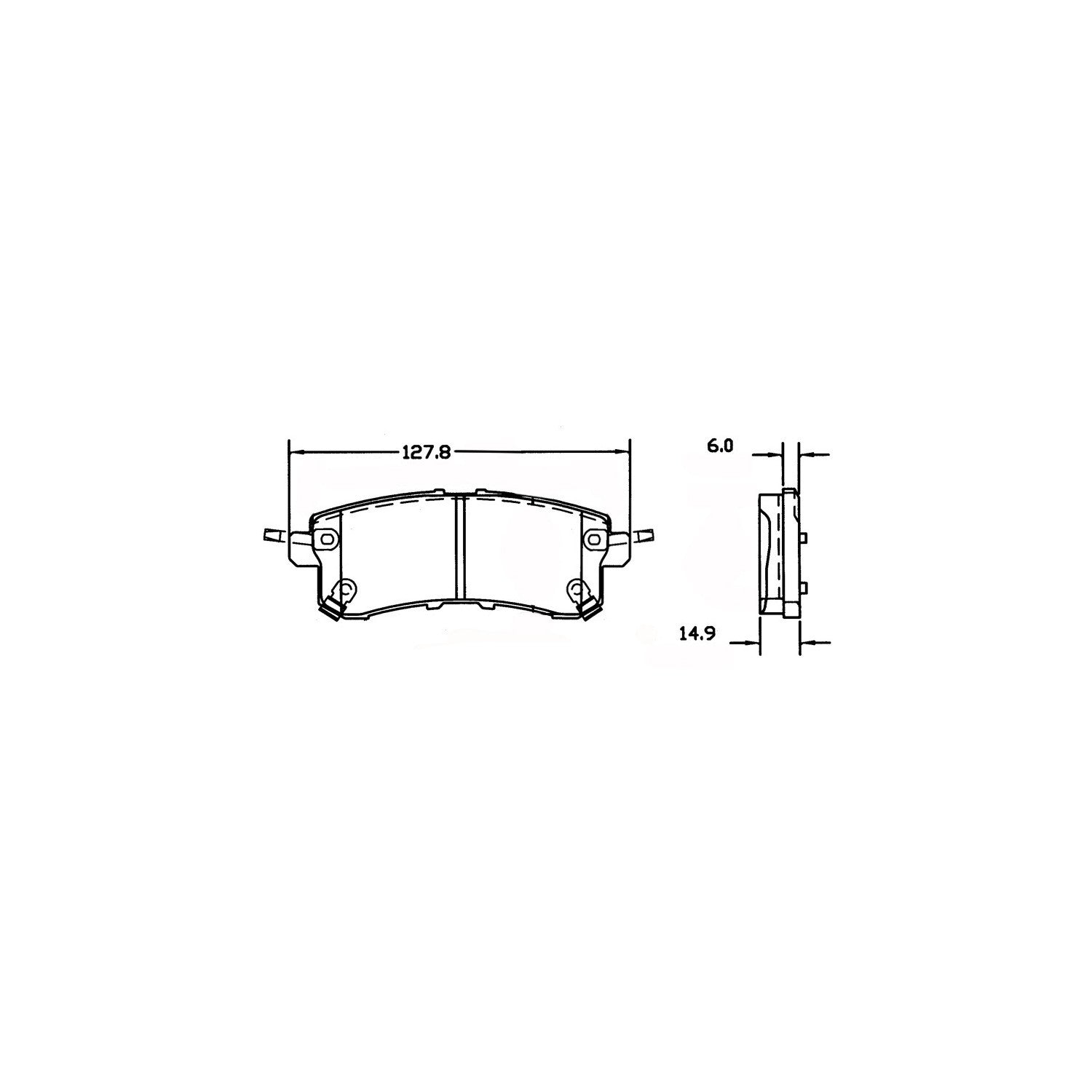 Posi Quiet Ceramic Brake Pads with Hardware  top view frsport 105.15100