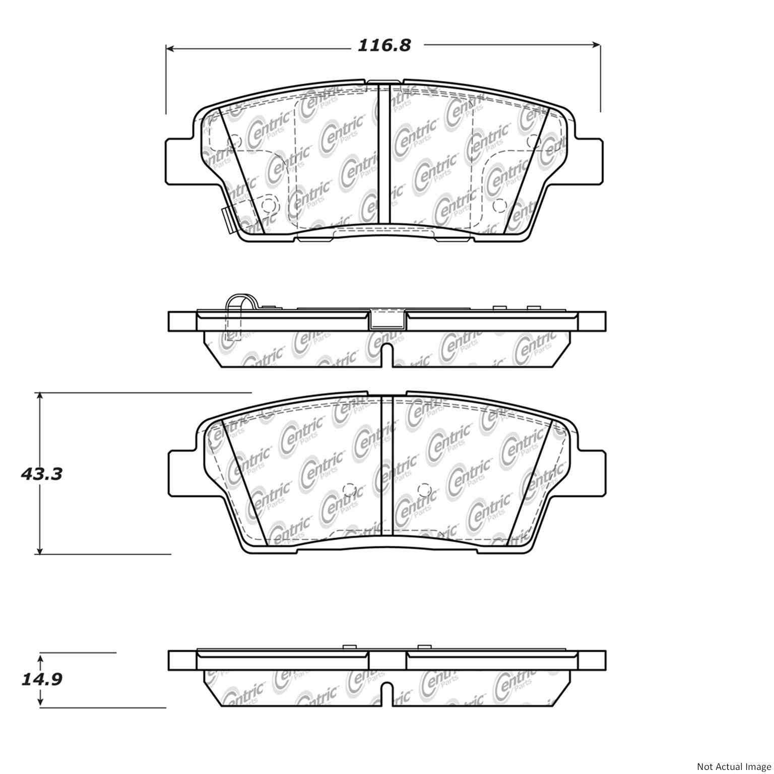 Posi Quiet Ceramic Brake Pads with Hardware  top view frsport 105.15510