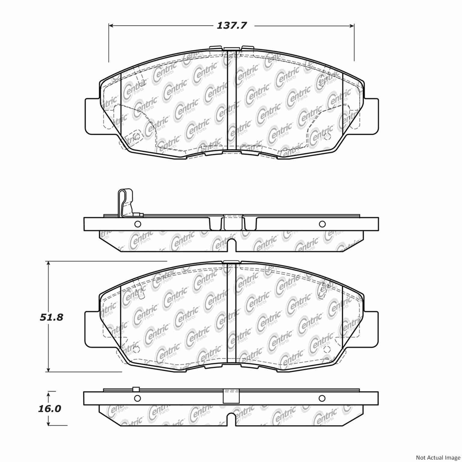 Posi Quiet Ceramic Brake Pads with Hardware  top view frsport 105.15780